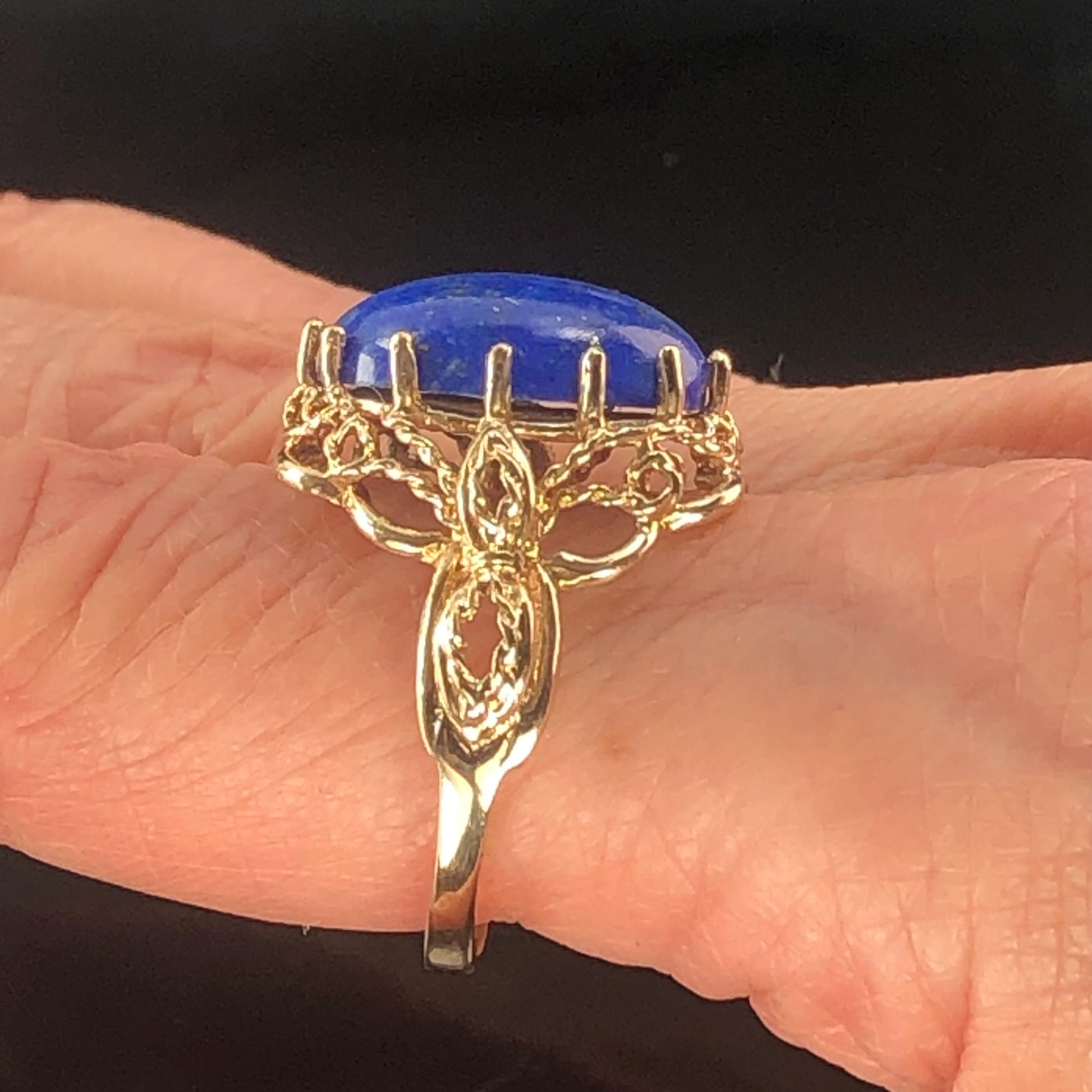 Vintage 14k Yellow Gold Lapis Lazuli Ring, Size 9.25