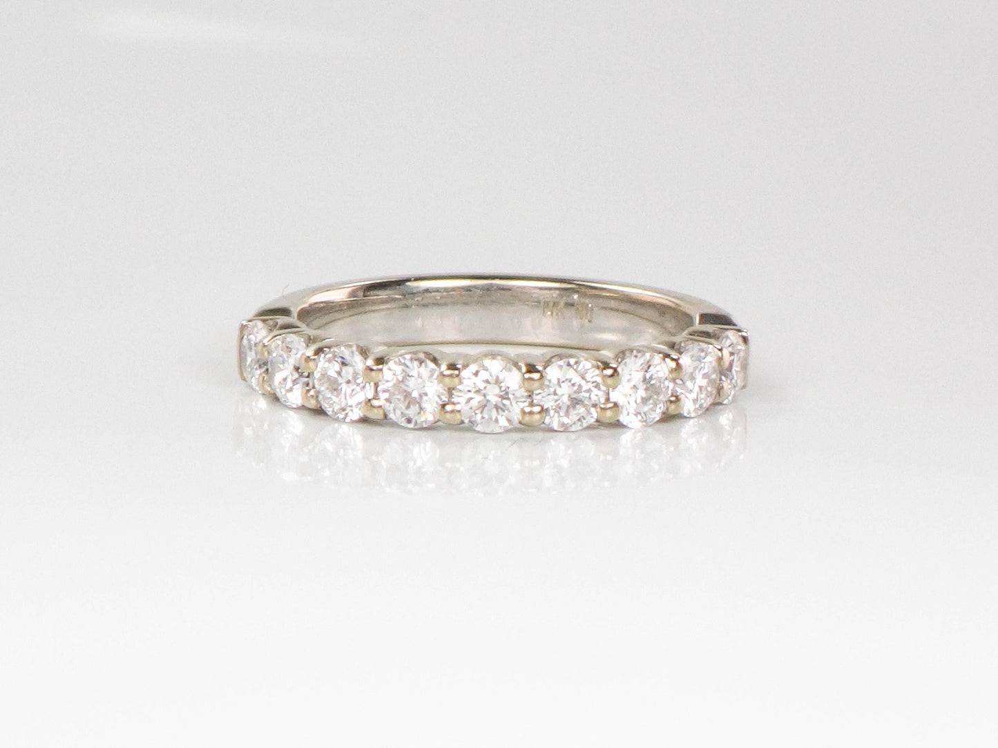 Vintage 14k White Gold Diamond Wedding Band - 1.08 CT, Size 6.5