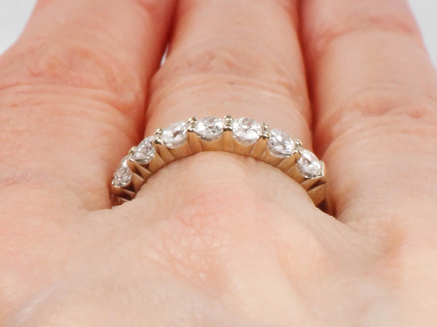 Vintage 14k White Gold Diamond Wedding Band - 1.08 CT, Size 6.5