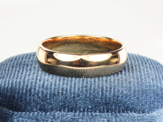 Vintage Solid 14k Yellow Gold Wedding Band, 5.6 mm Men's Plain Polished Wedding Ring Size 8.75