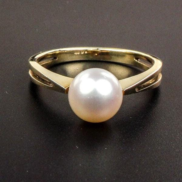 Vintage 14k Yellow Gold Cultured Pearl Ring - Modern Style, Size 5.5