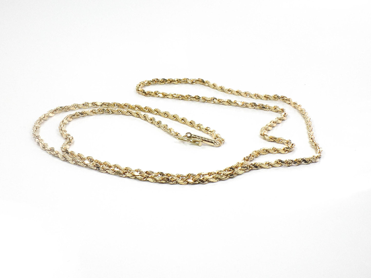 Vintage 14k Yellow Gold Diamond Cut Rope Chain 24"