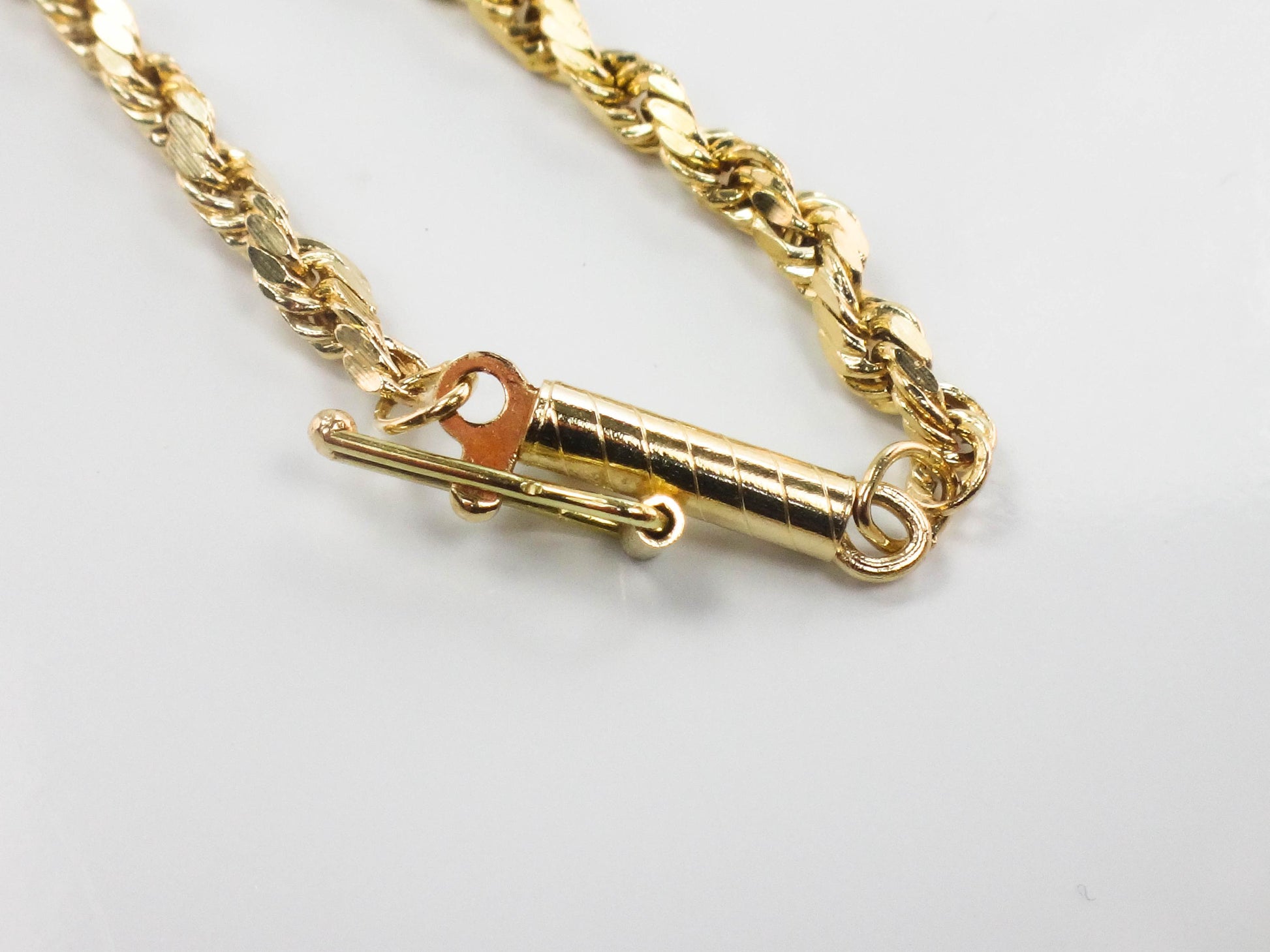 Vintage 14k Yellow Gold Diamond Cut Rope Chain 24"