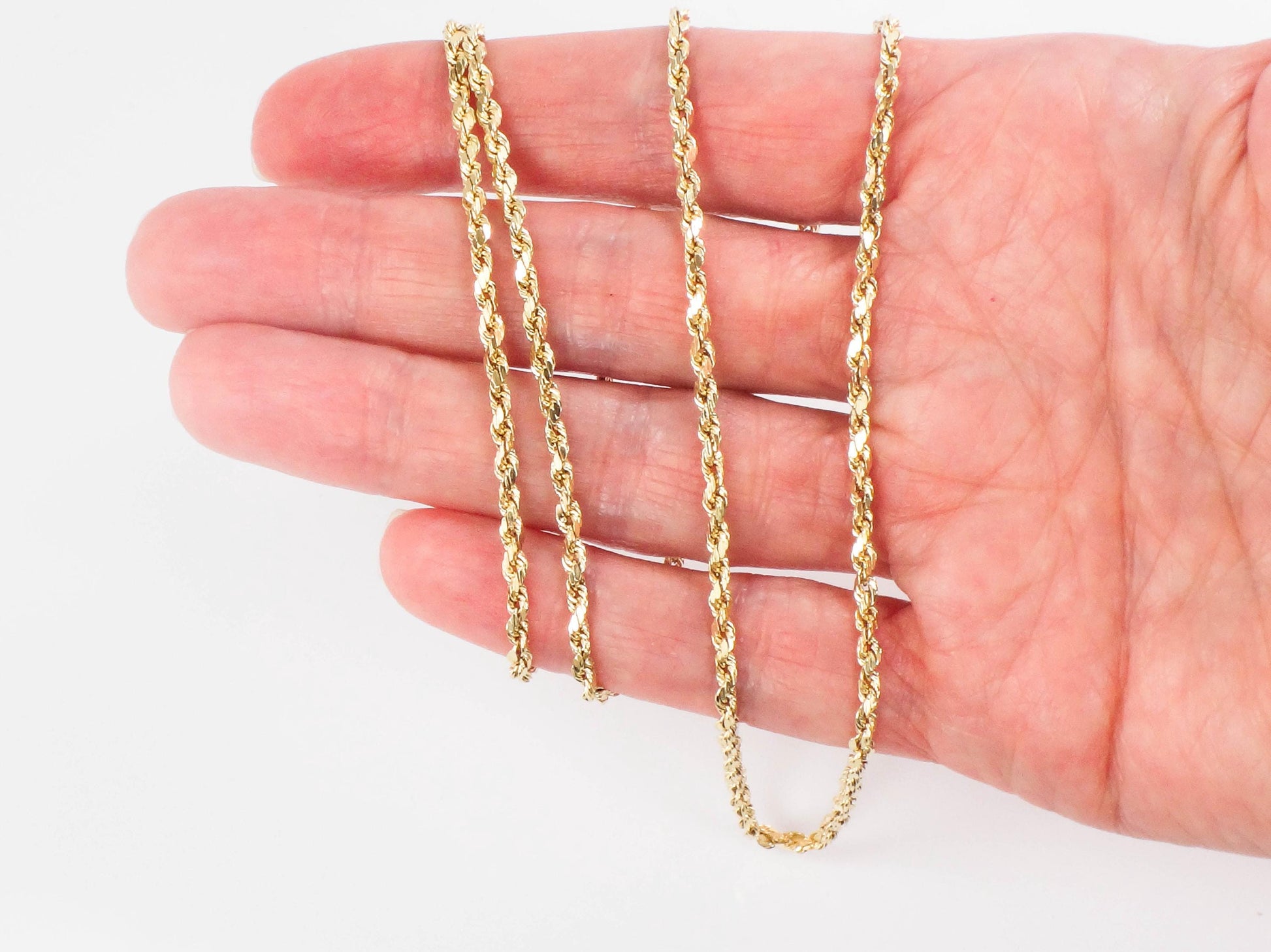 Vintage 14k Yellow Gold Diamond Cut Rope Chain 24"