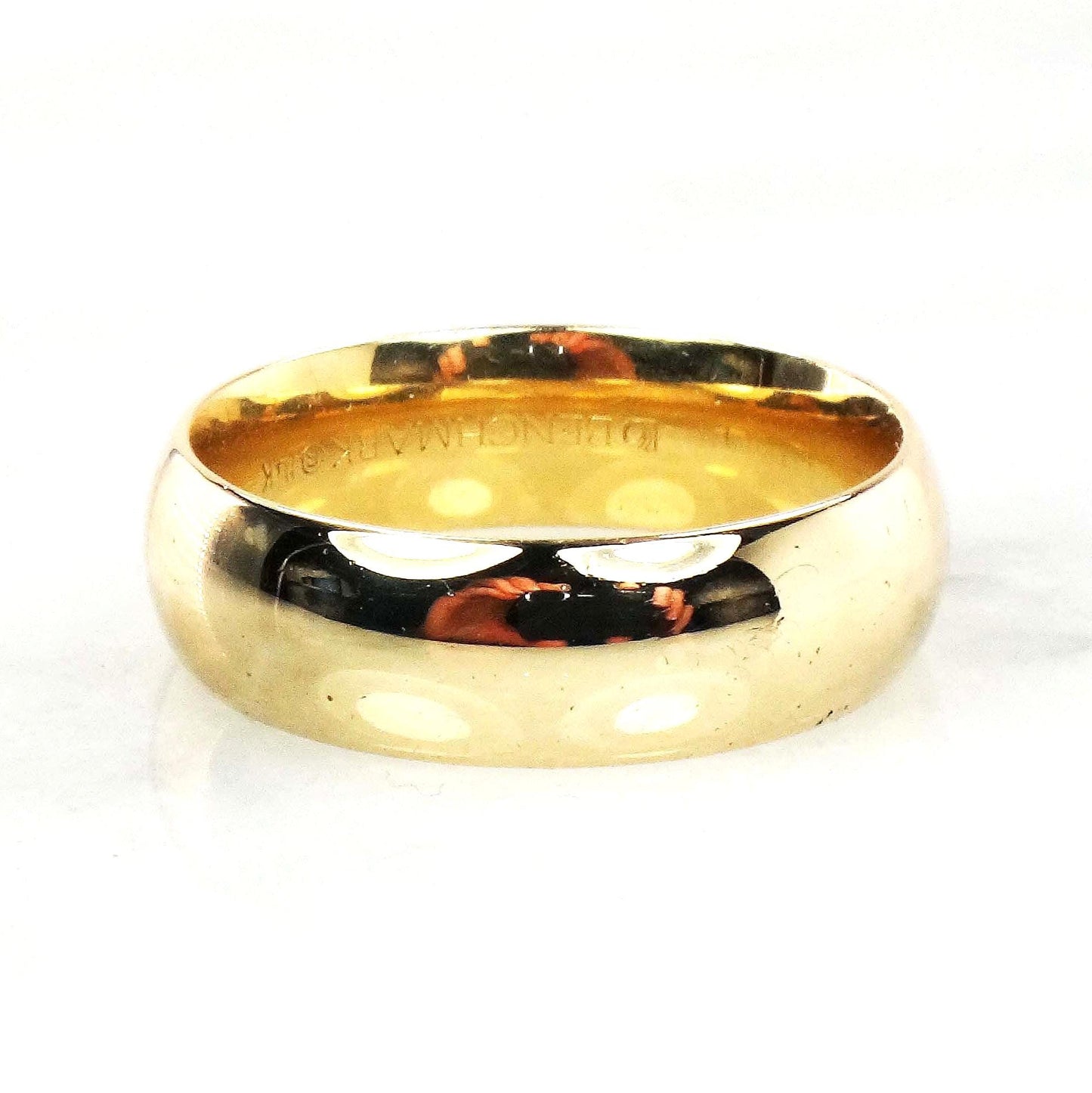 Vintage 14k Yellow Gold Wedding Band: 7mm Comfort Fit, Size 10.5