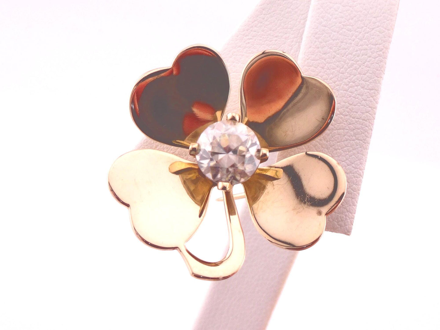Vintage 14k Gold Four Leaf Clover Pin: Good Luck Charm