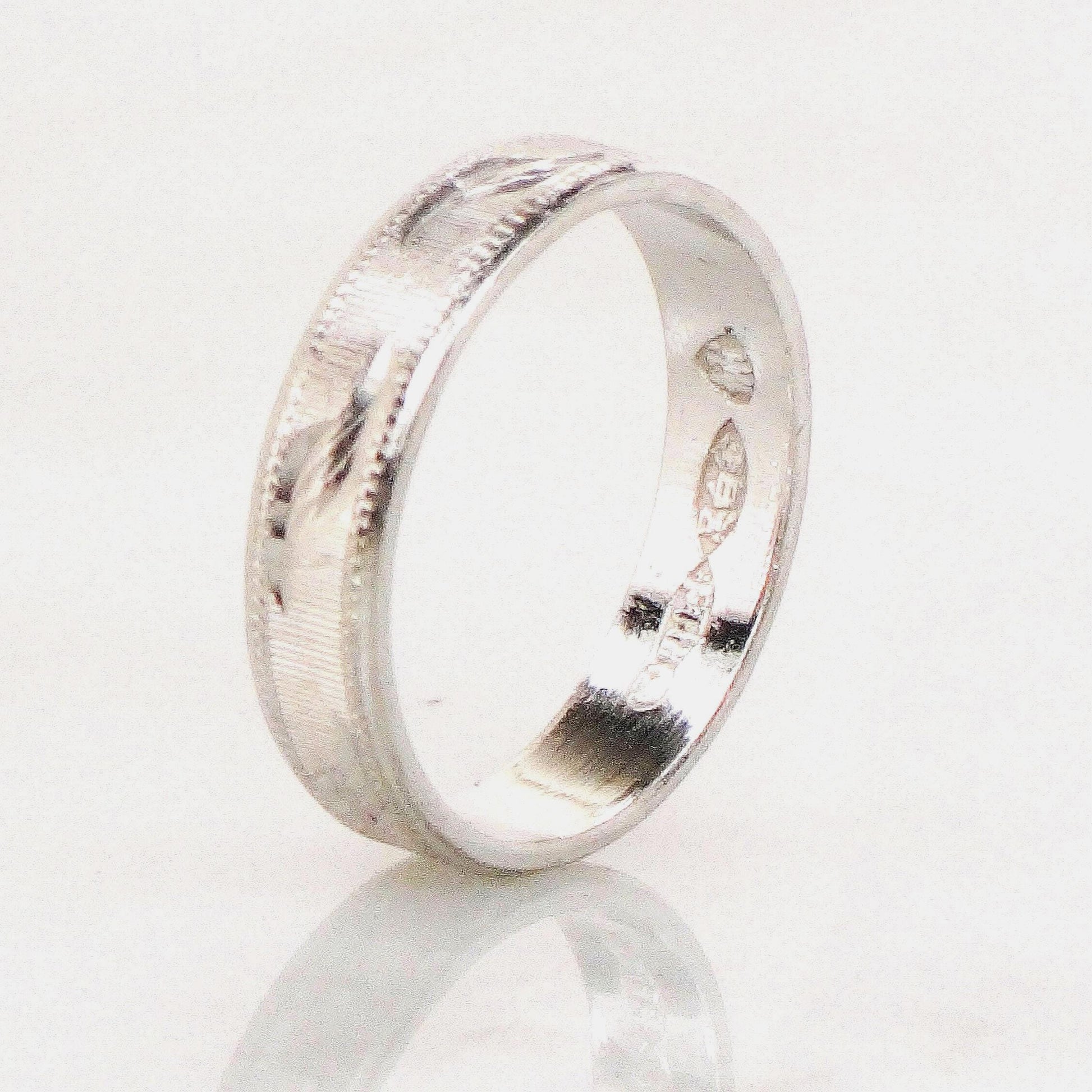 Vintage Platinum Wedding Band: Mid-Century Engraved Stacking Ring, Size 5.5