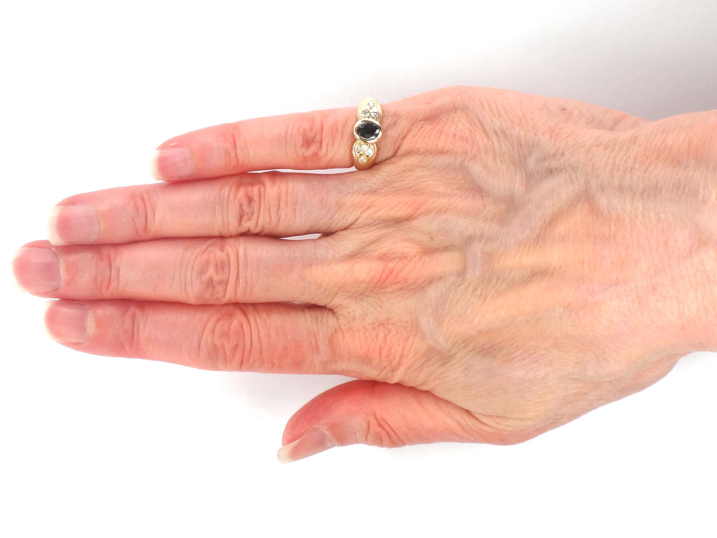 Sapphire Diamond Ring - Vintage 14k Yellow Gold September Birthstone Pinky Ring - Size 3.5