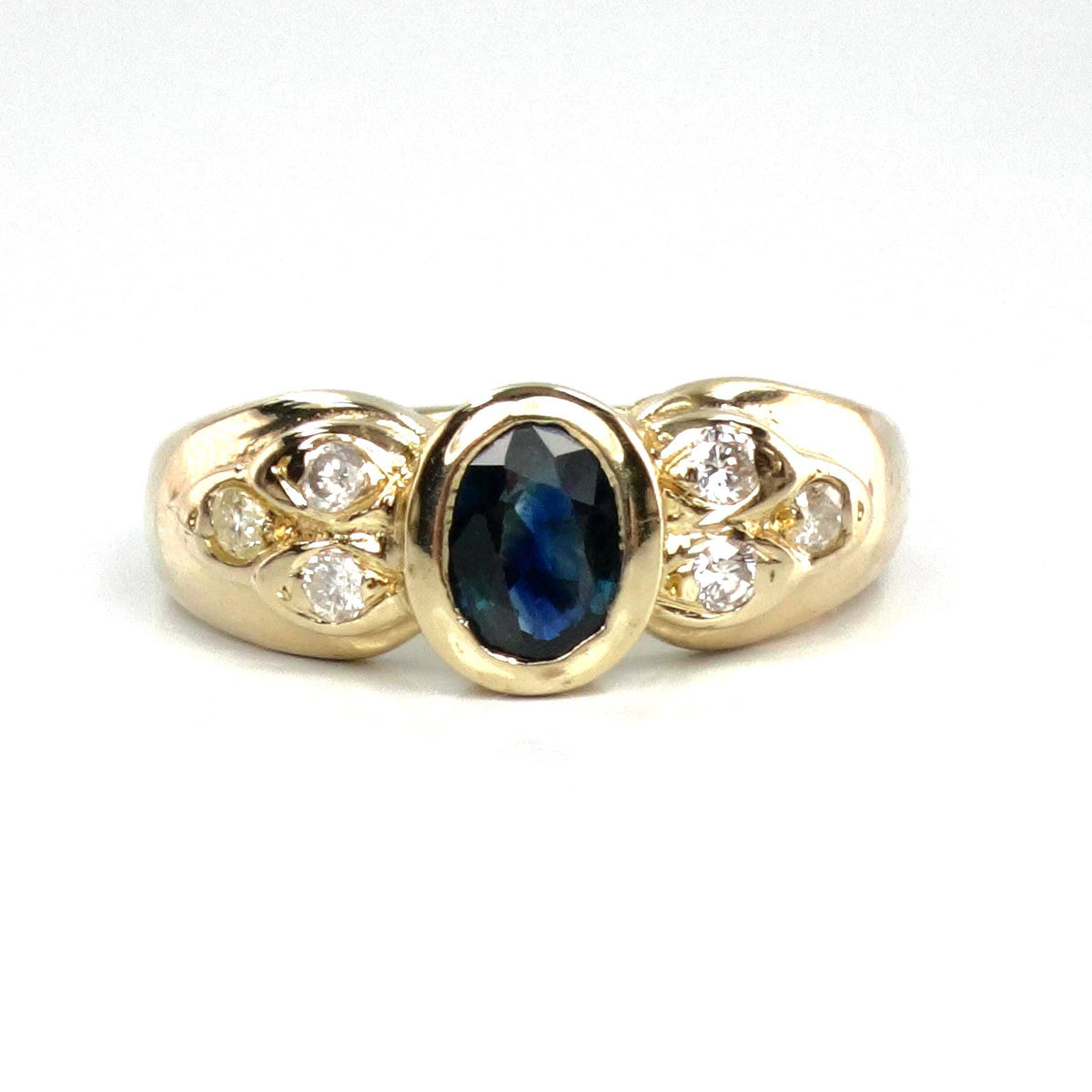 Sapphire Diamond Ring - Vintage 14k Yellow Gold September Birthstone Pinky Ring - Size 3.5