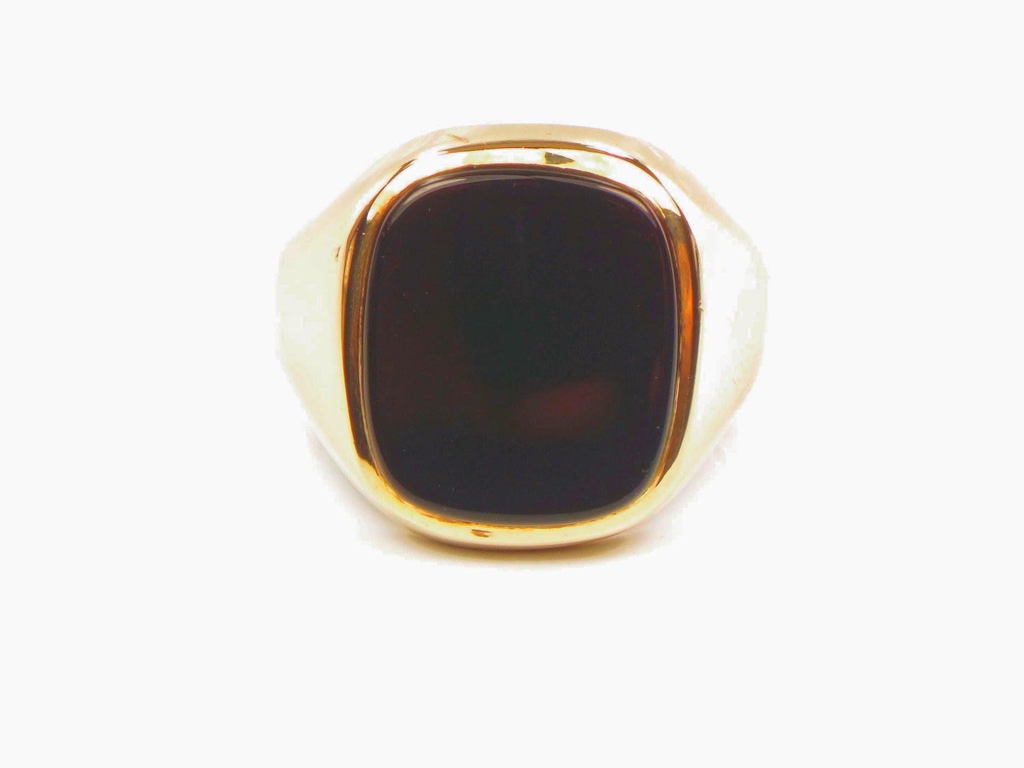 Vintage Men's 9k Yellow Gold Onyx Ring: London Hallmarks, Circa 1935, Size 11.25