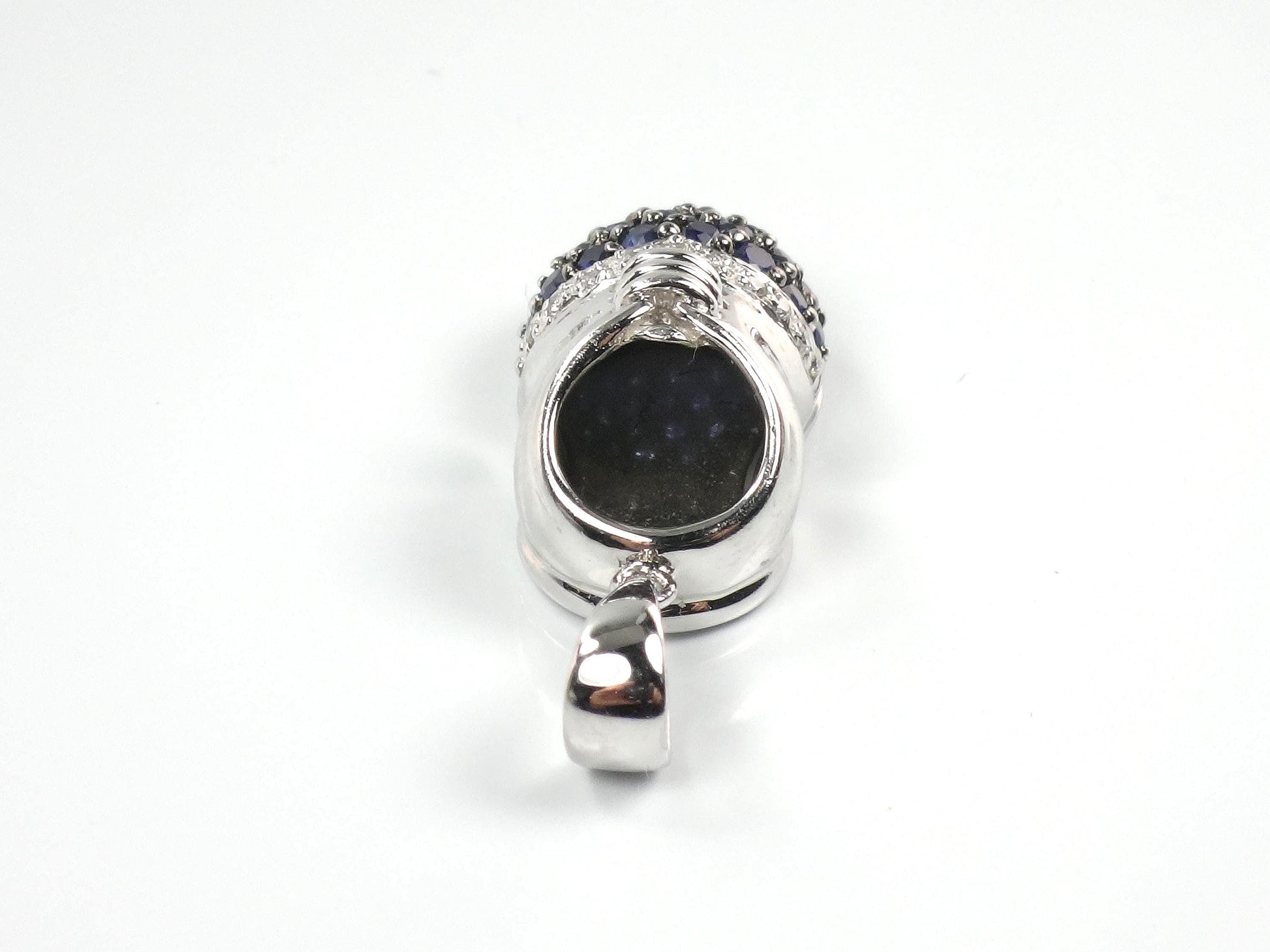Vintage 14k White Gold Sapphire Diamond Baby Shoe Pendant, Bootie Charm for Mother