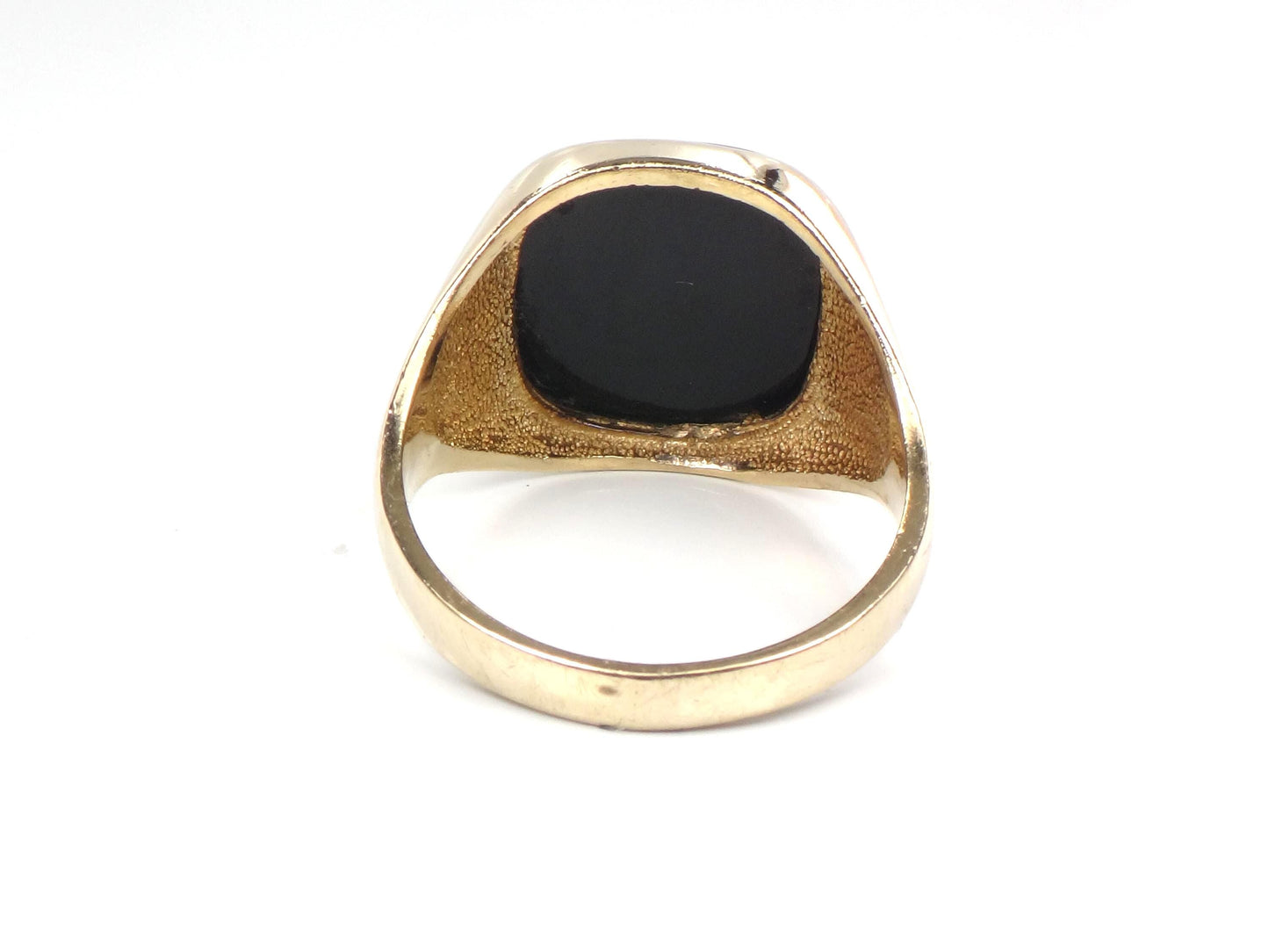 Vintage Men's 9k Yellow Gold Onyx Ring: London Hallmarks, Circa 1935, Size 11.25