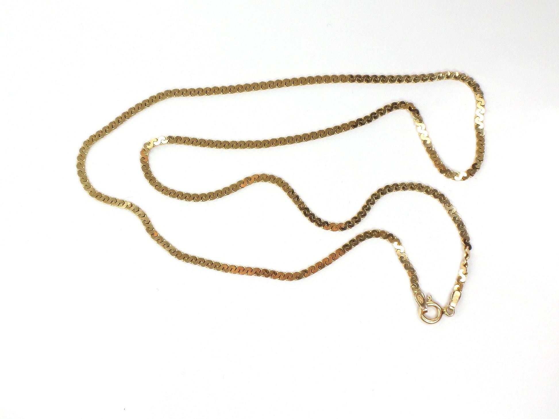 Vintage 14k Yellow Gold S Chain Necklace - 19.75 inch, 3.5 MM
