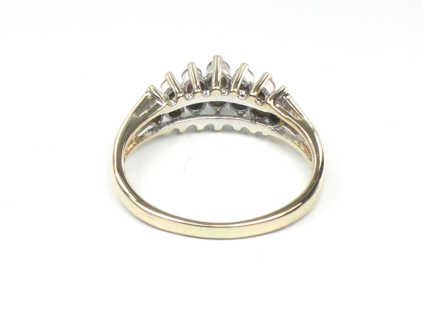 Vintage 14k Yellow Gold Two Row Diamond Ring: .25 Carats TDW, Size 8