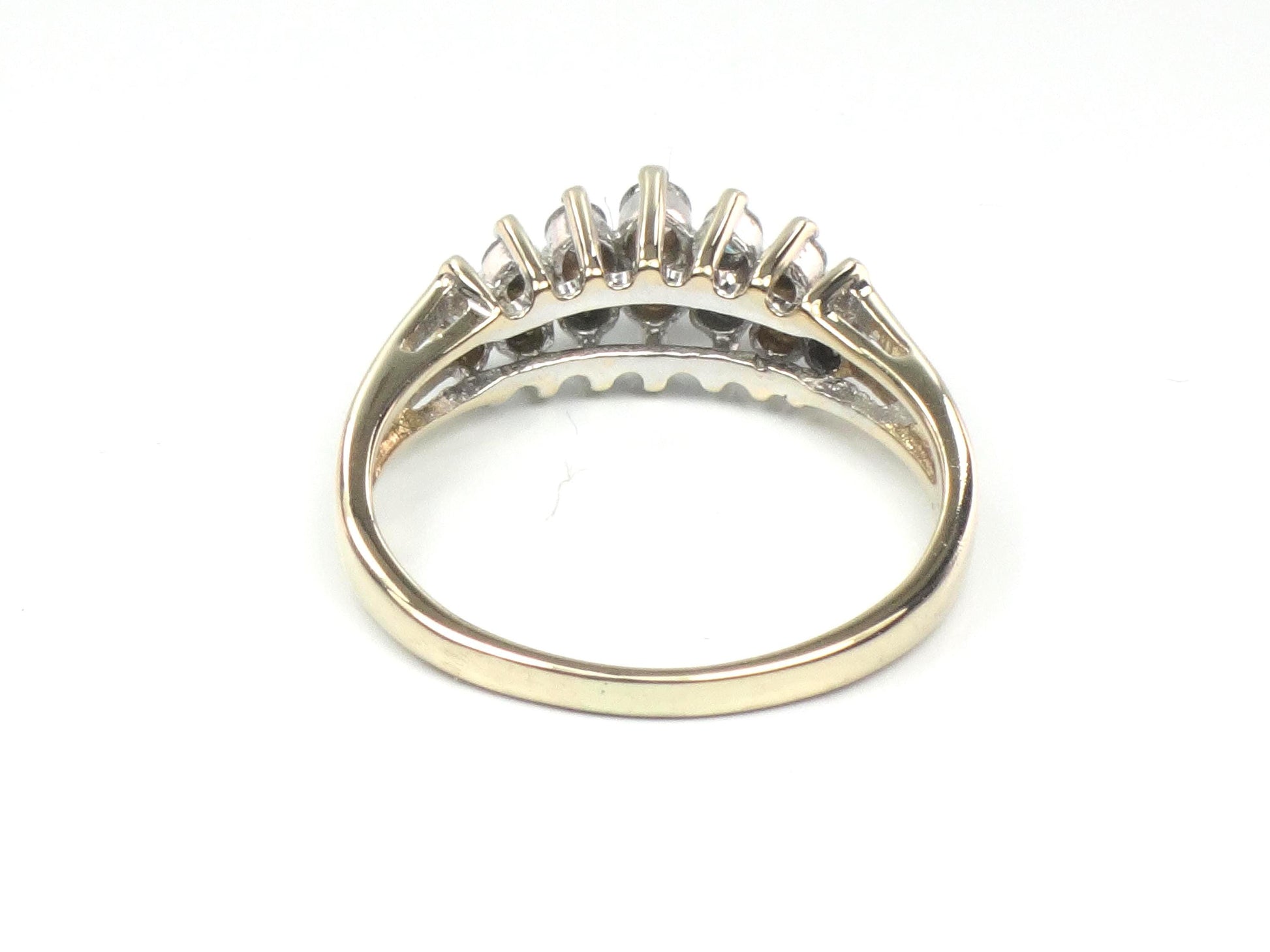 Vintage 14k Yellow Gold Two Row Diamond Ring: .25 Carats TDW, Size 8