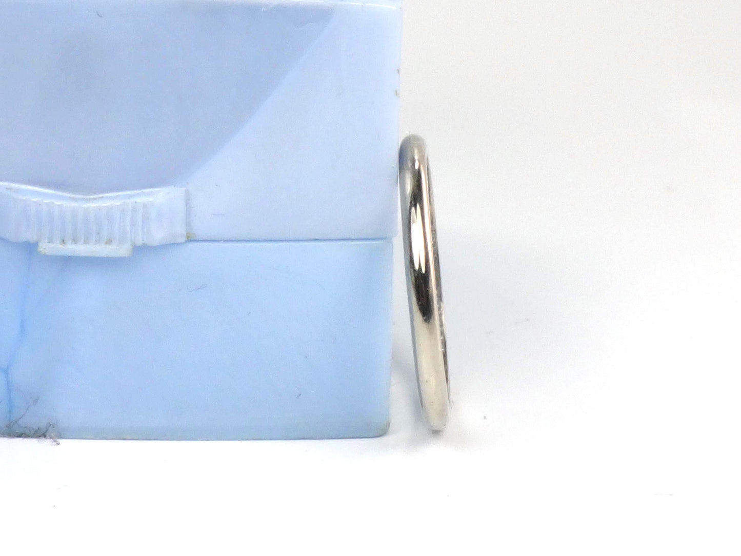 Vintage Thin Solid 14k White Gold Wedding Band, 2 MM Stacking Ring, Size 7.5