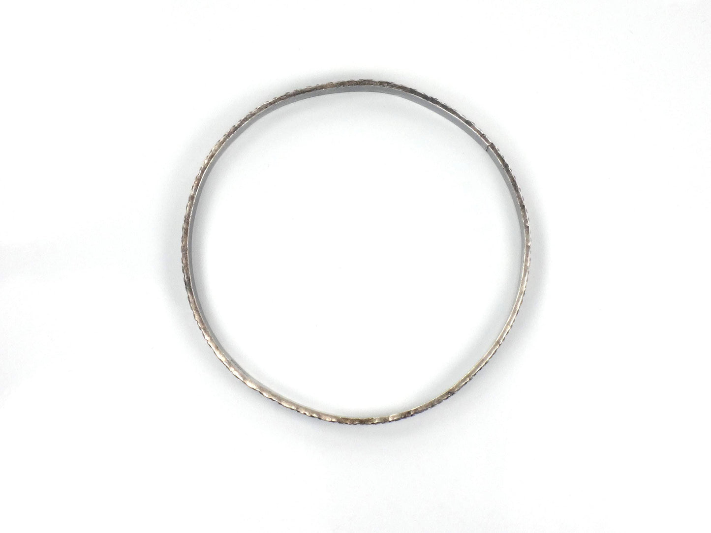 Vintage Sterling Silver Floral Bangle Bracelet: Slip On Style