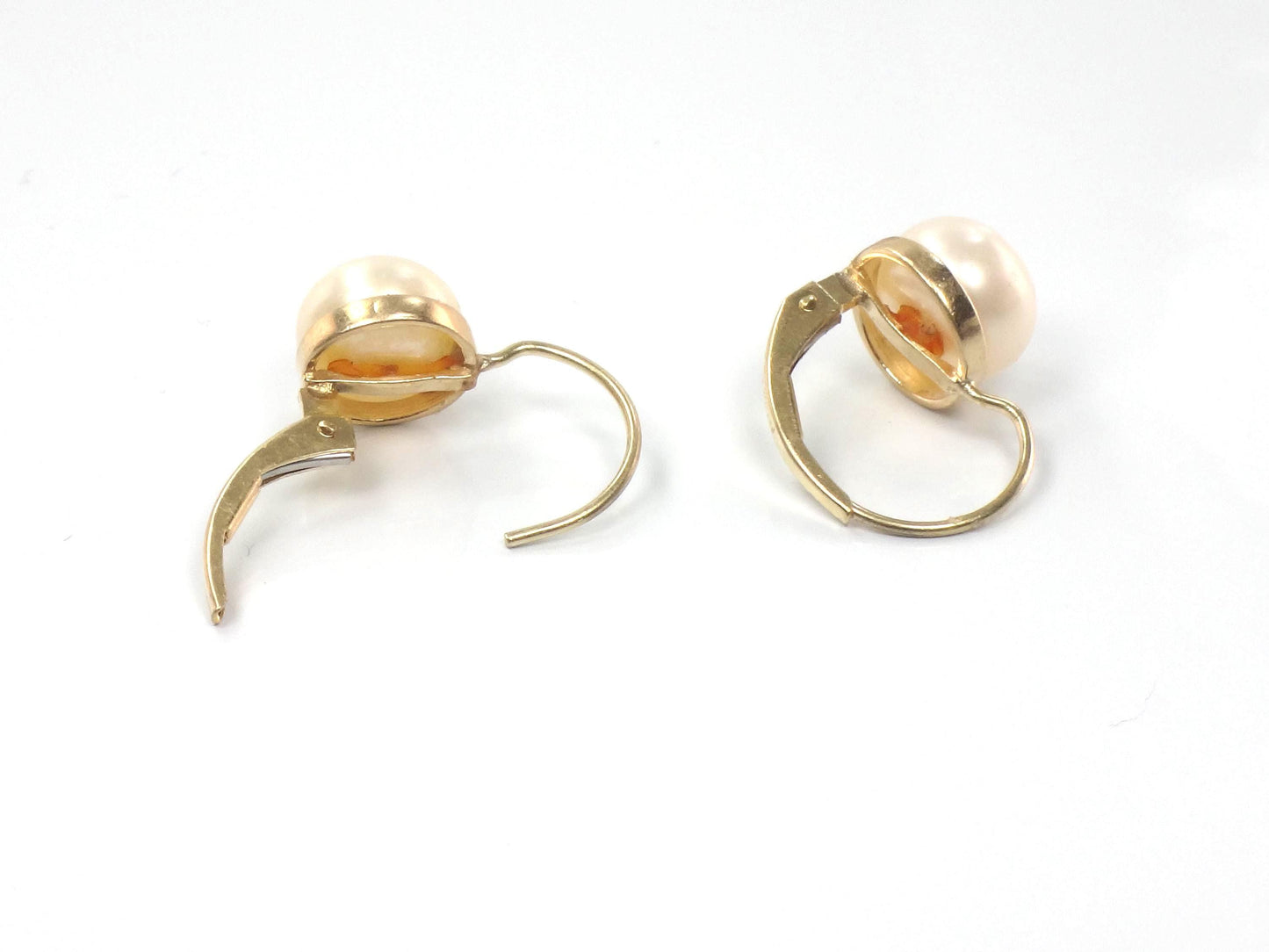 Vintage 14k Gold Pearl Earrings with Lever Backs, Bridal Earrings