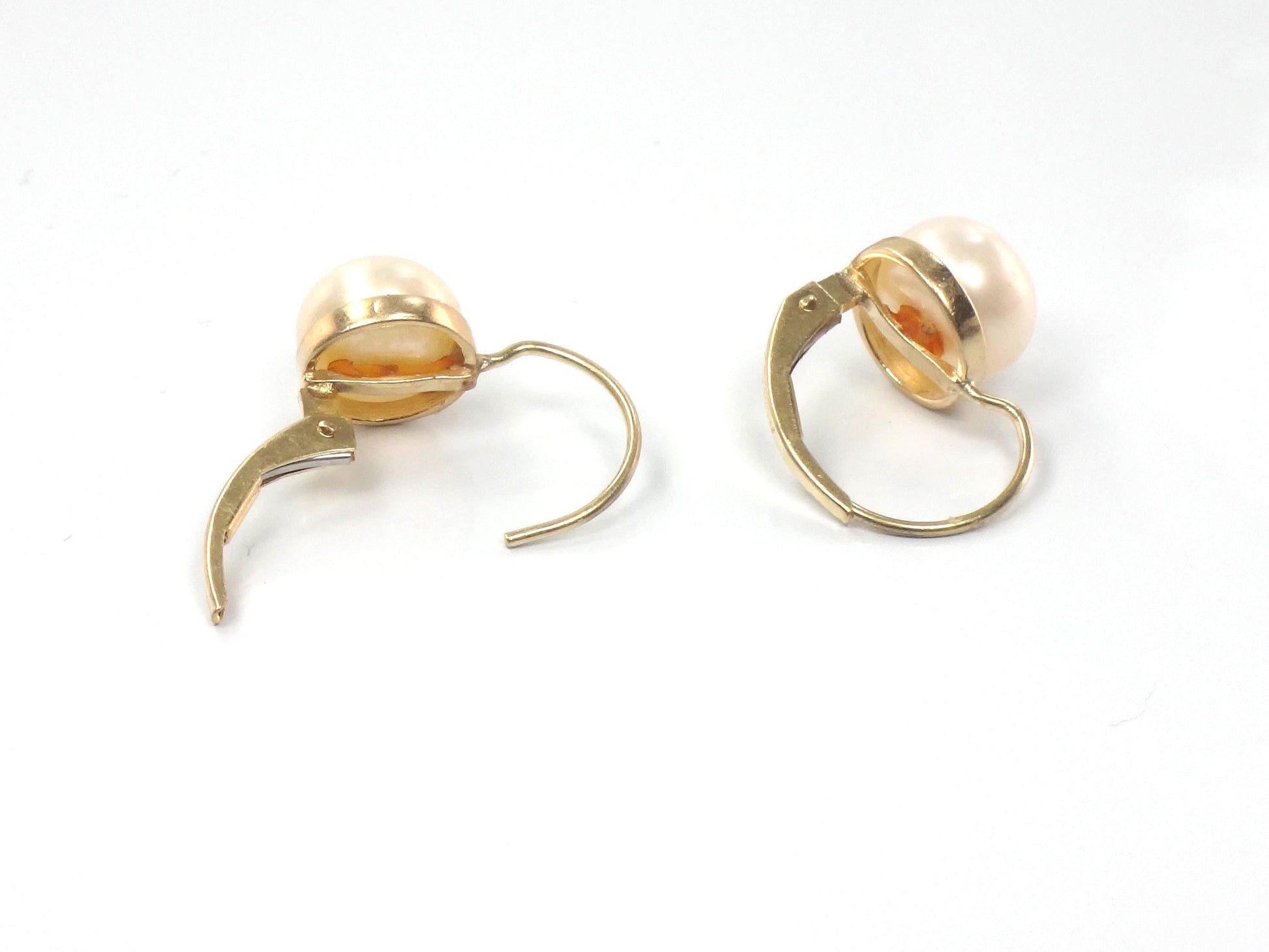 Vintage 14k Gold Pearl Earrings with Lever Backs, Bridal Earrings