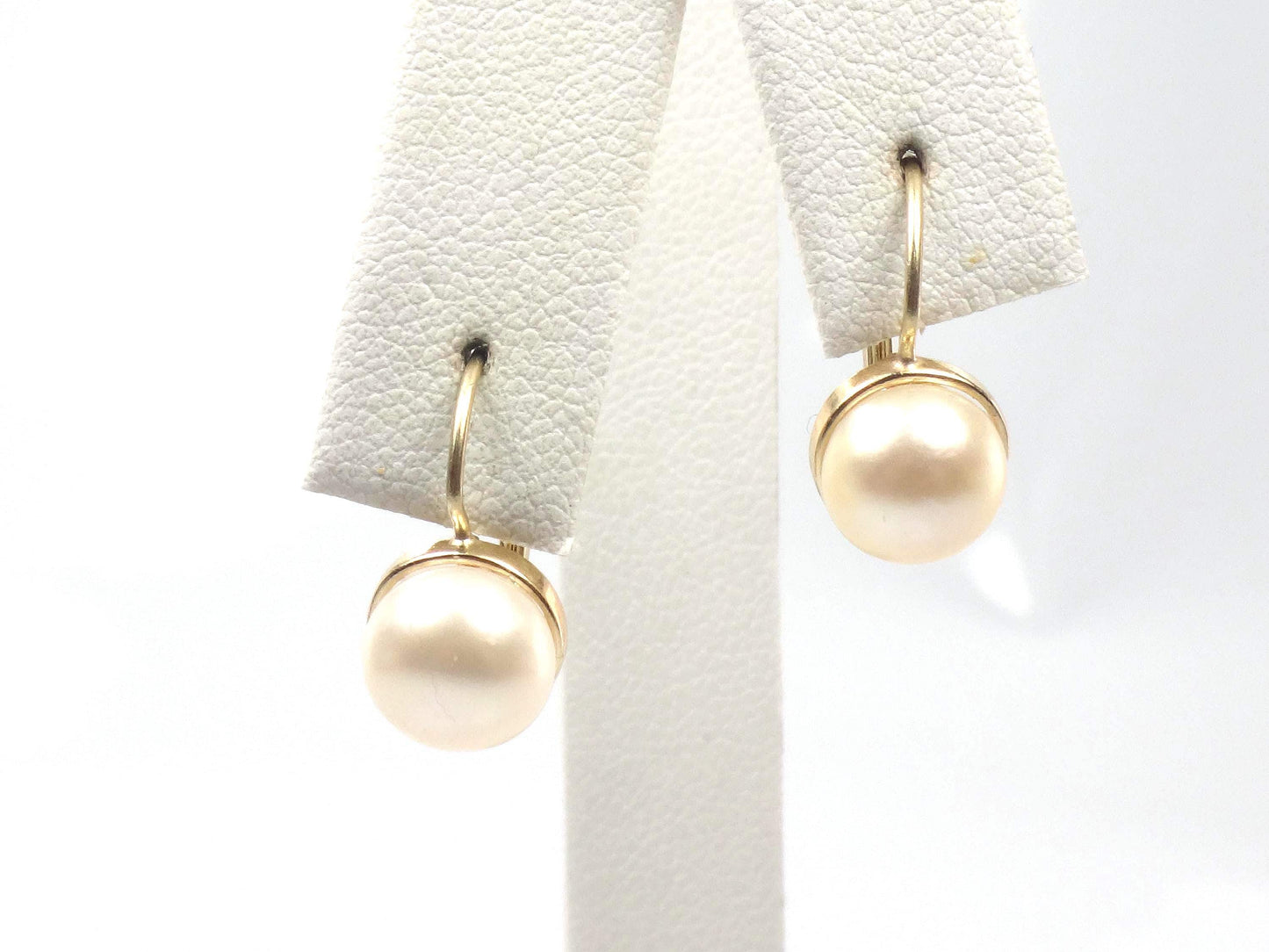Vintage 14k Gold Pearl Earrings with Lever Backs, Bridal Earrings