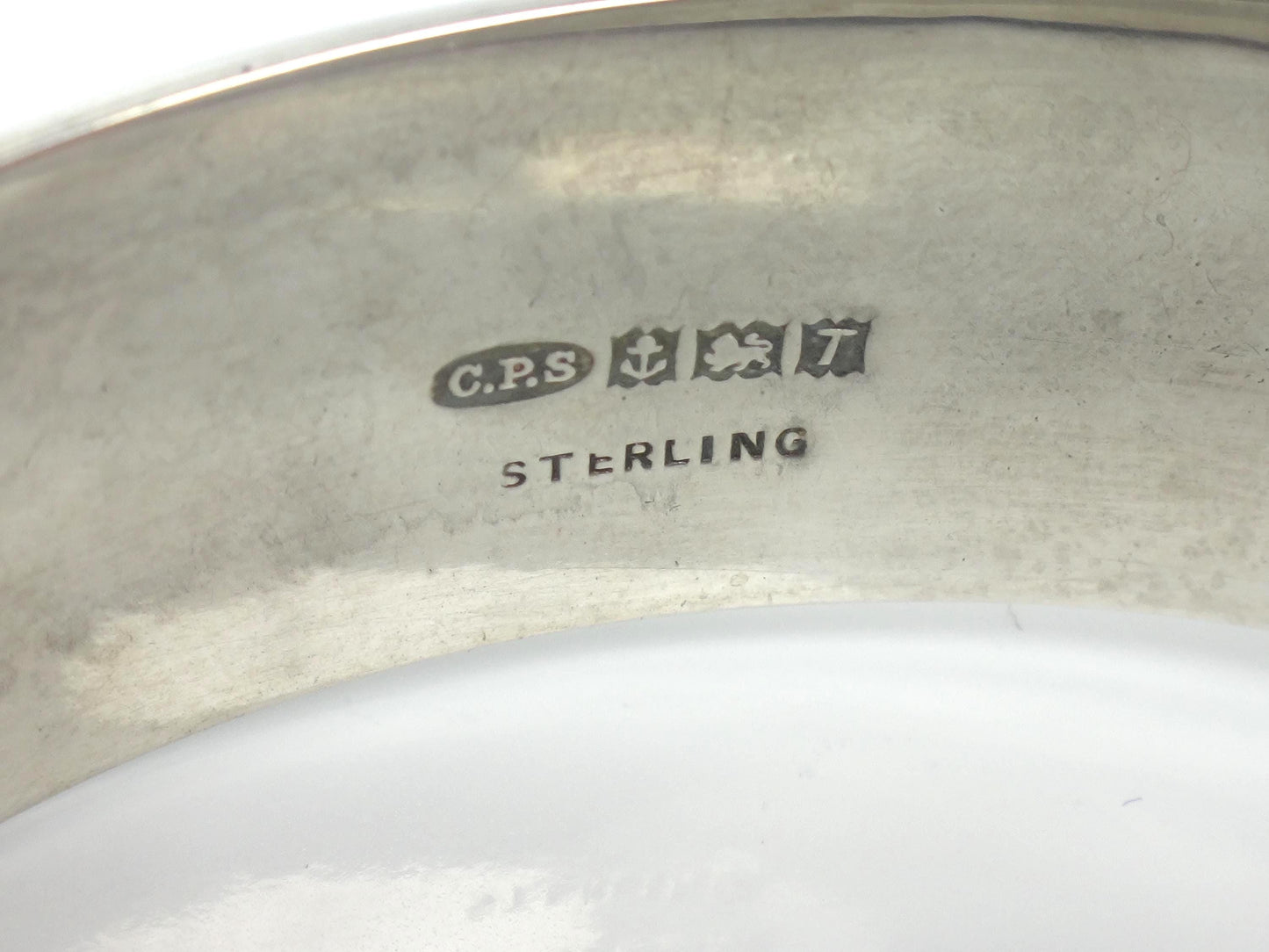 Vintage Sterling Silver Bangle Bracelet with Engraving: Hinged, English Hallmarks