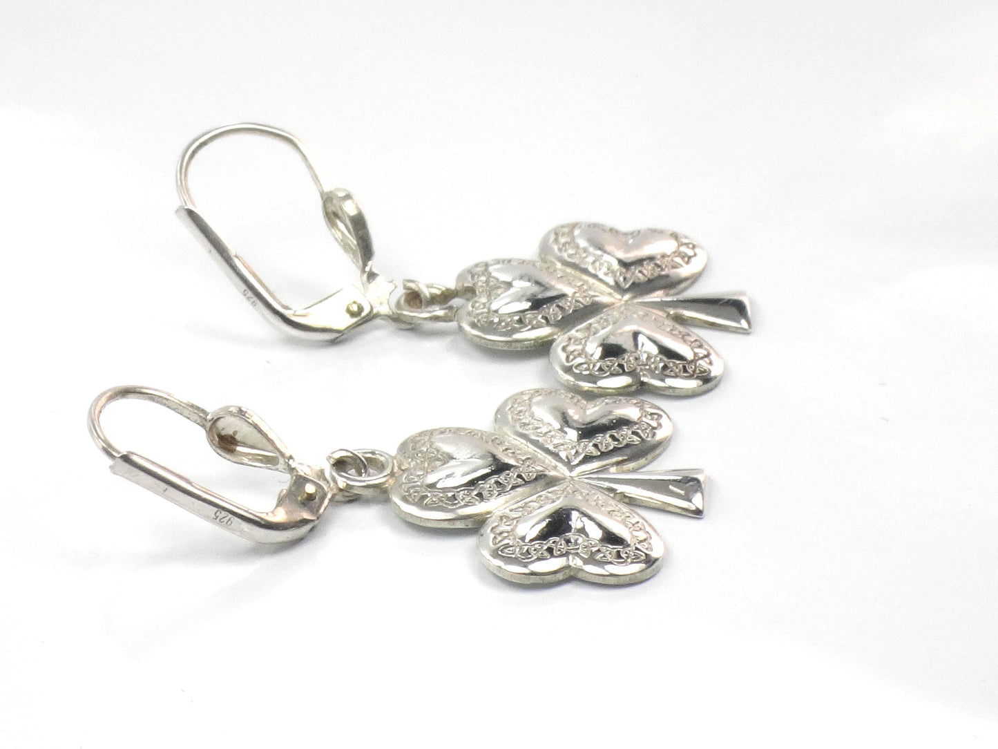 Vintage Sterling Silver Shamrock Earrings: Made in Ireland