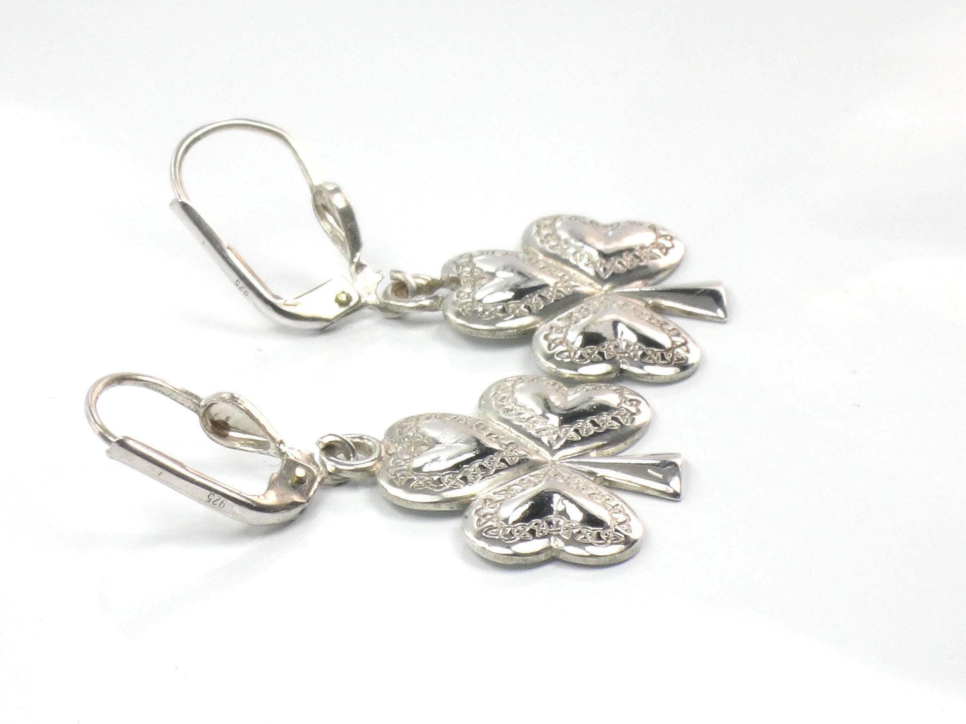 Vintage Sterling Silver Shamrock Earrings: Made in Ireland