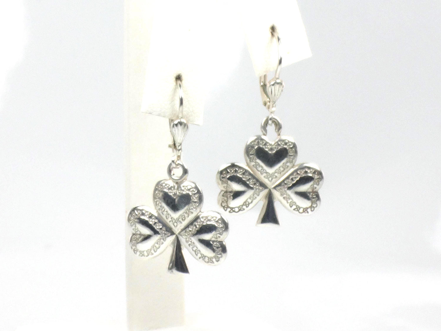Vintage Sterling Silver Shamrock Earrings: Made in Ireland