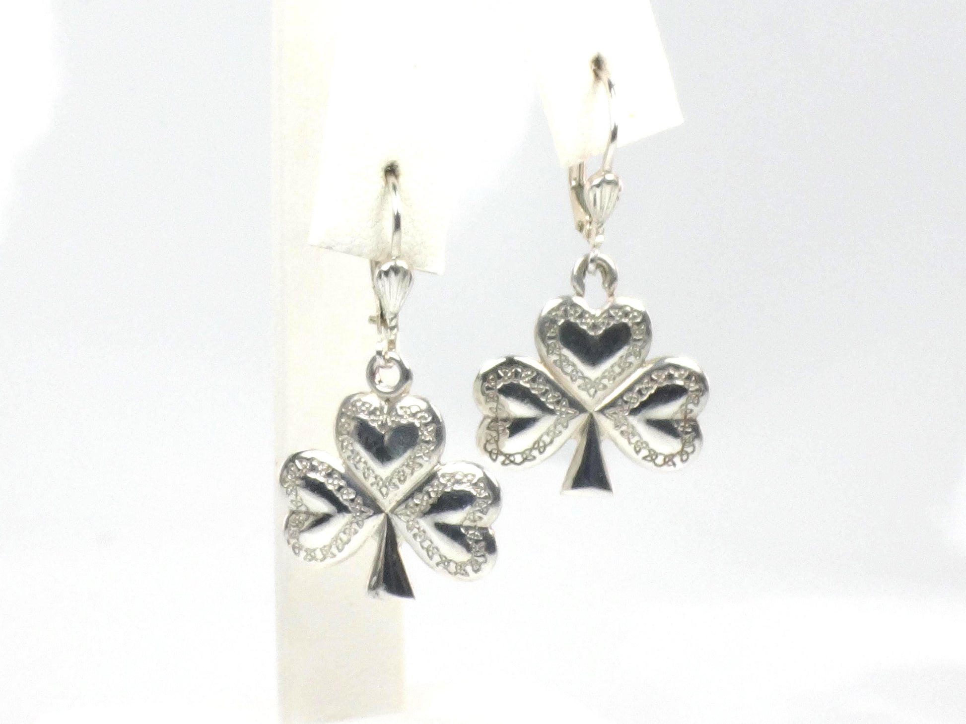 Vintage Sterling Silver Shamrock Earrings: Made in Ireland