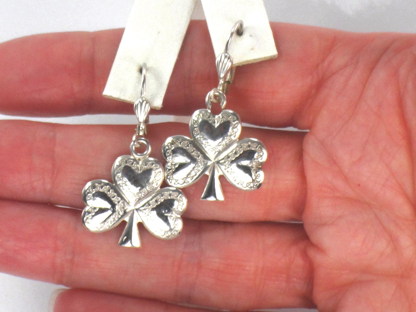 Vintage Sterling Silver Shamrock Earrings: Made in Ireland
