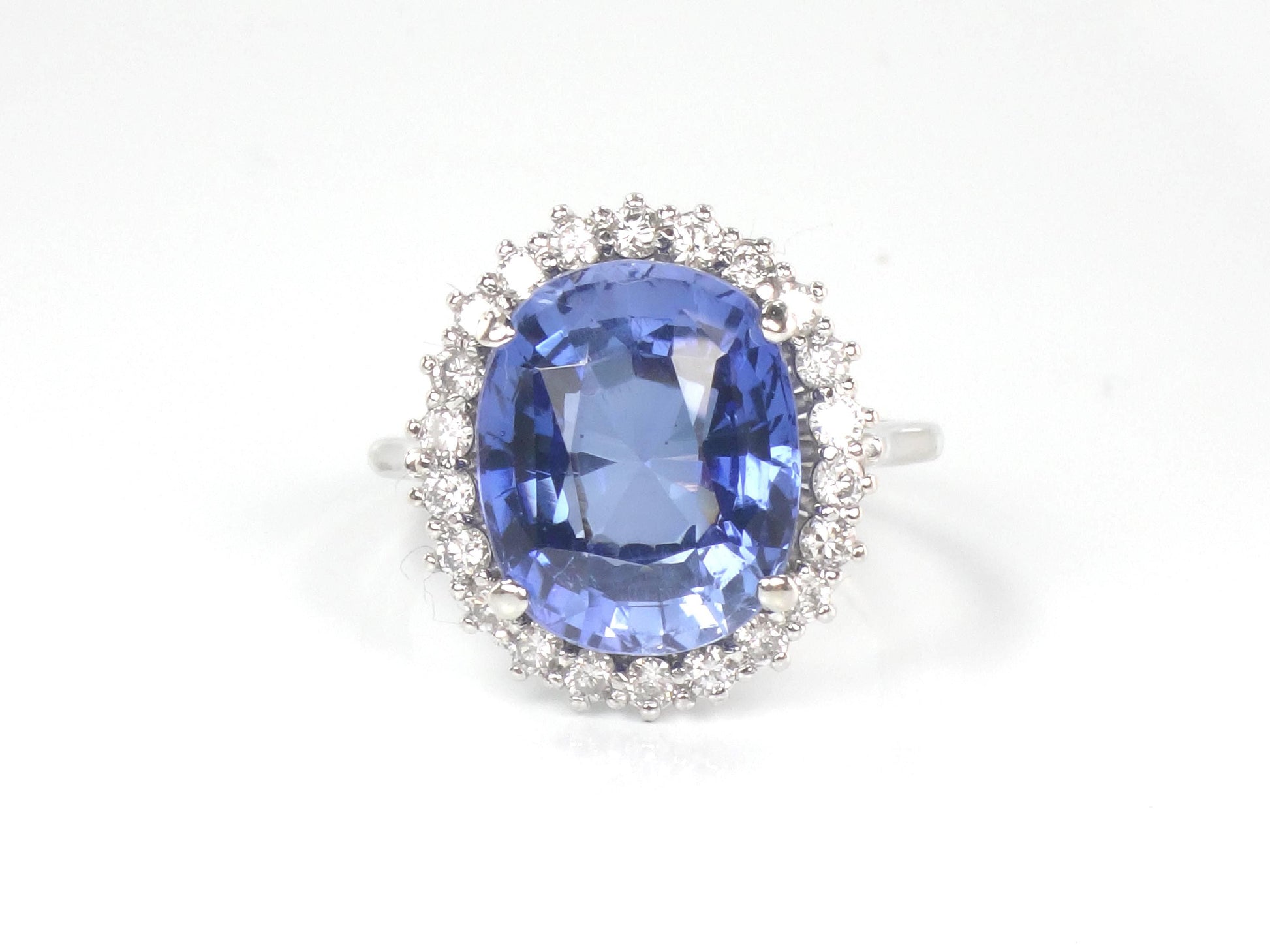 Vintage 14k Gold Oval Blue Sapphire Diamond Halo Ring, Size 7-BelmarJewelers