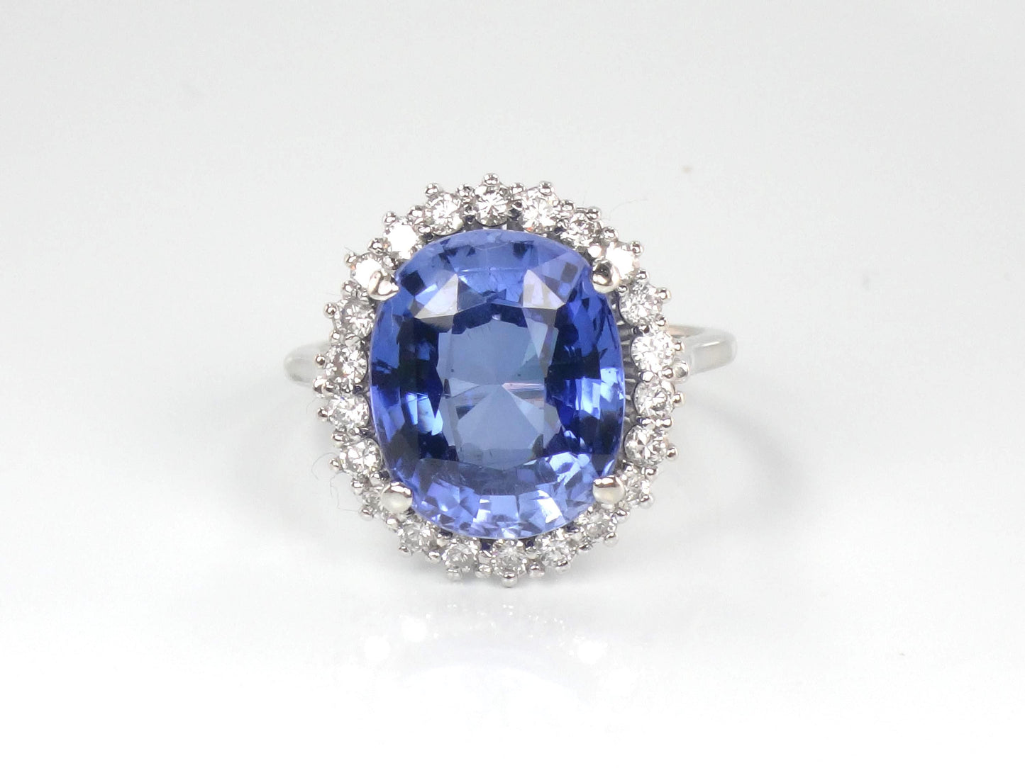 Vintage 14k Gold Oval Blue Sapphire Diamond Halo Ring, Size 7-BelmarJewelers