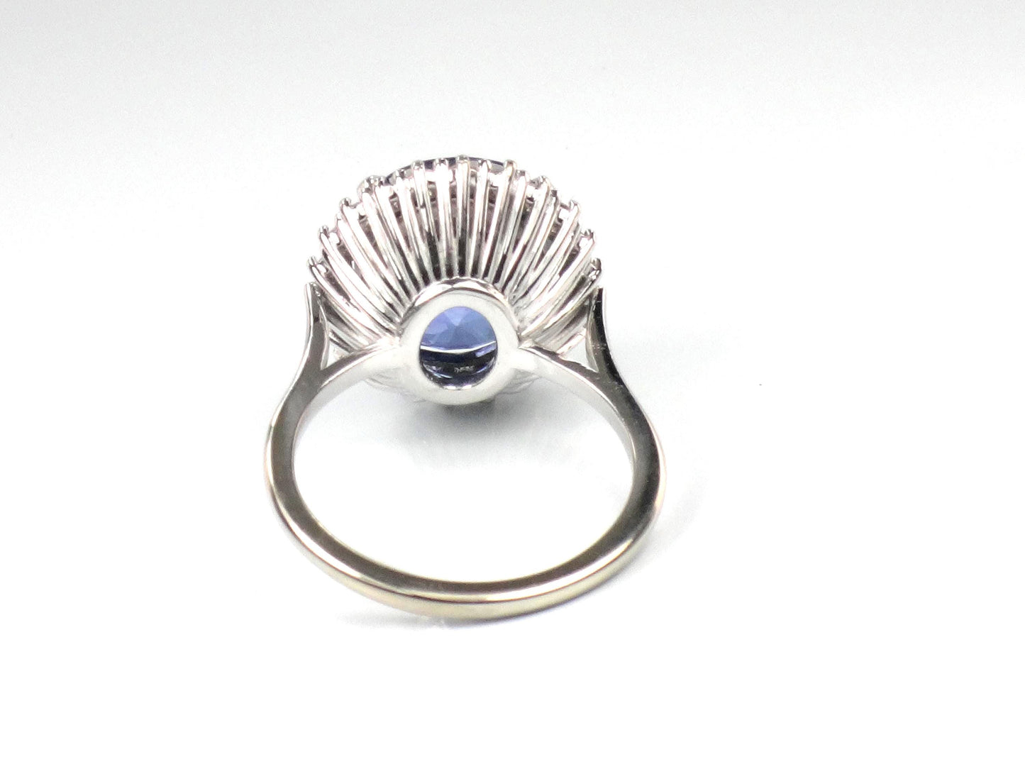 Vintage 14k Gold Oval Blue Sapphire Diamond Halo Ring, Size 7-BelmarJewelers