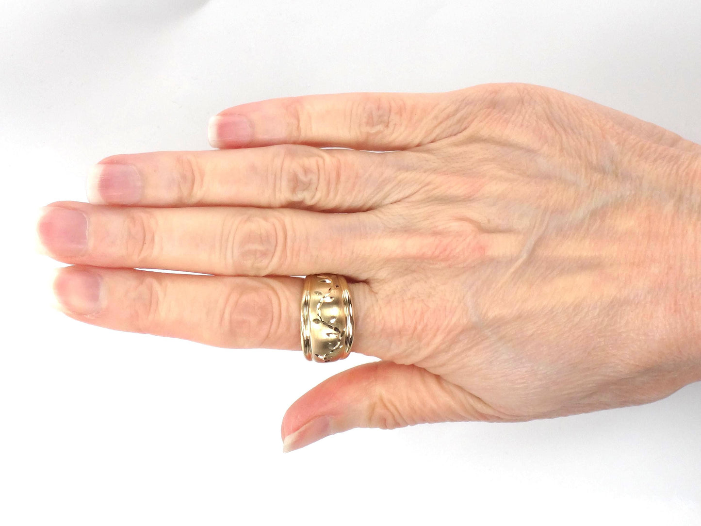 Vintage 10k Solid Gold Wide Michael Anthony Vine Ring Size 8.75