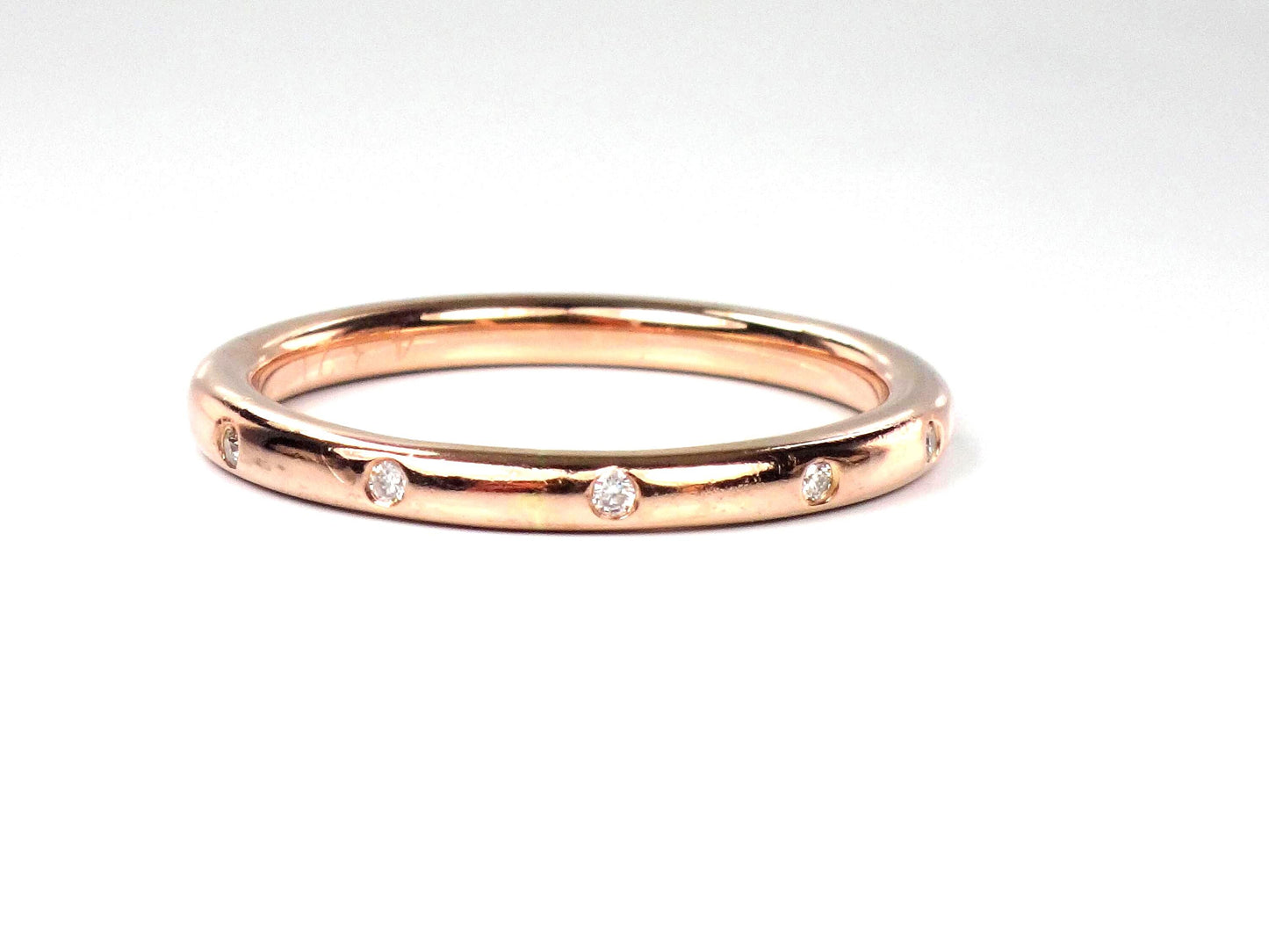 Vintage 14k Rose Gold Diamond Eternity Wedding Band, Size 7.75-BelmarJewelers