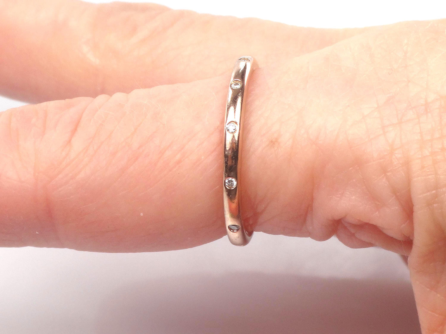 Vintage 14k Rose Gold Diamond Eternity Wedding Band, Size 7.75-BelmarJewelers