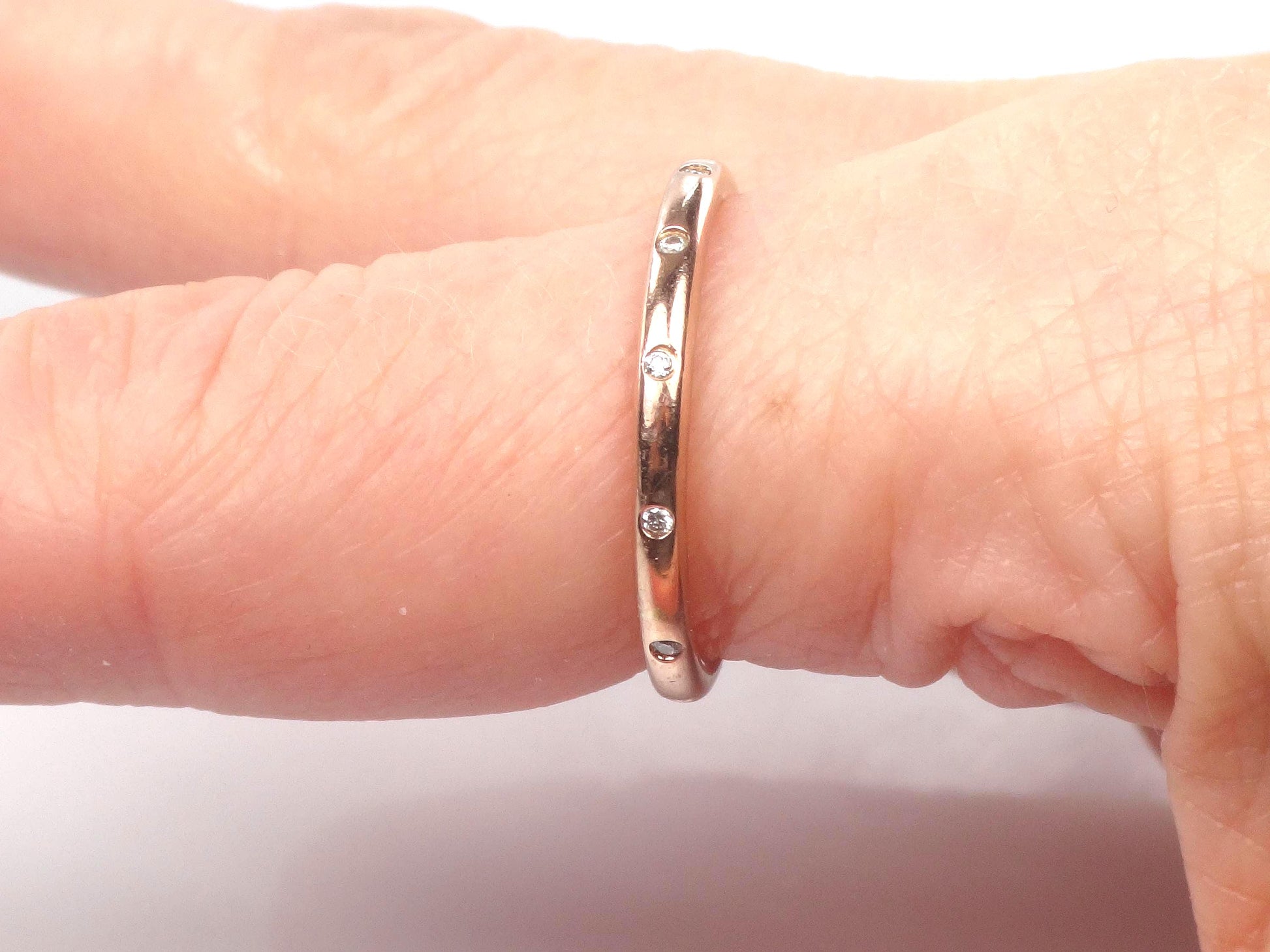 Vintage 14k Rose Gold Diamond Eternity Wedding Band, Size 7.75-BelmarJewelers