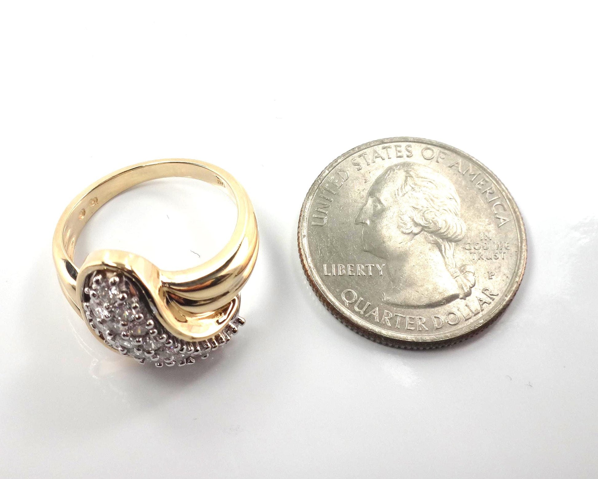 Vintage 14k Yellow Gold Diamond Pave Cluster Ring: 1980s 1.0 CT TDW-BelmarJewelers