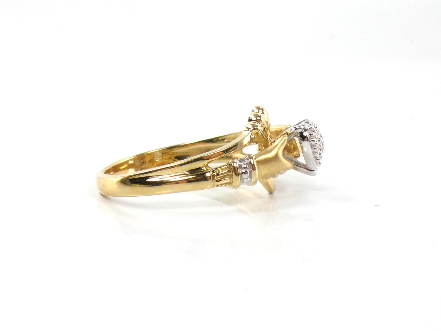 Vintage 14k Gold Diamond Claddagh Ring | Wedding Band | Size 7-BelmarJewelers