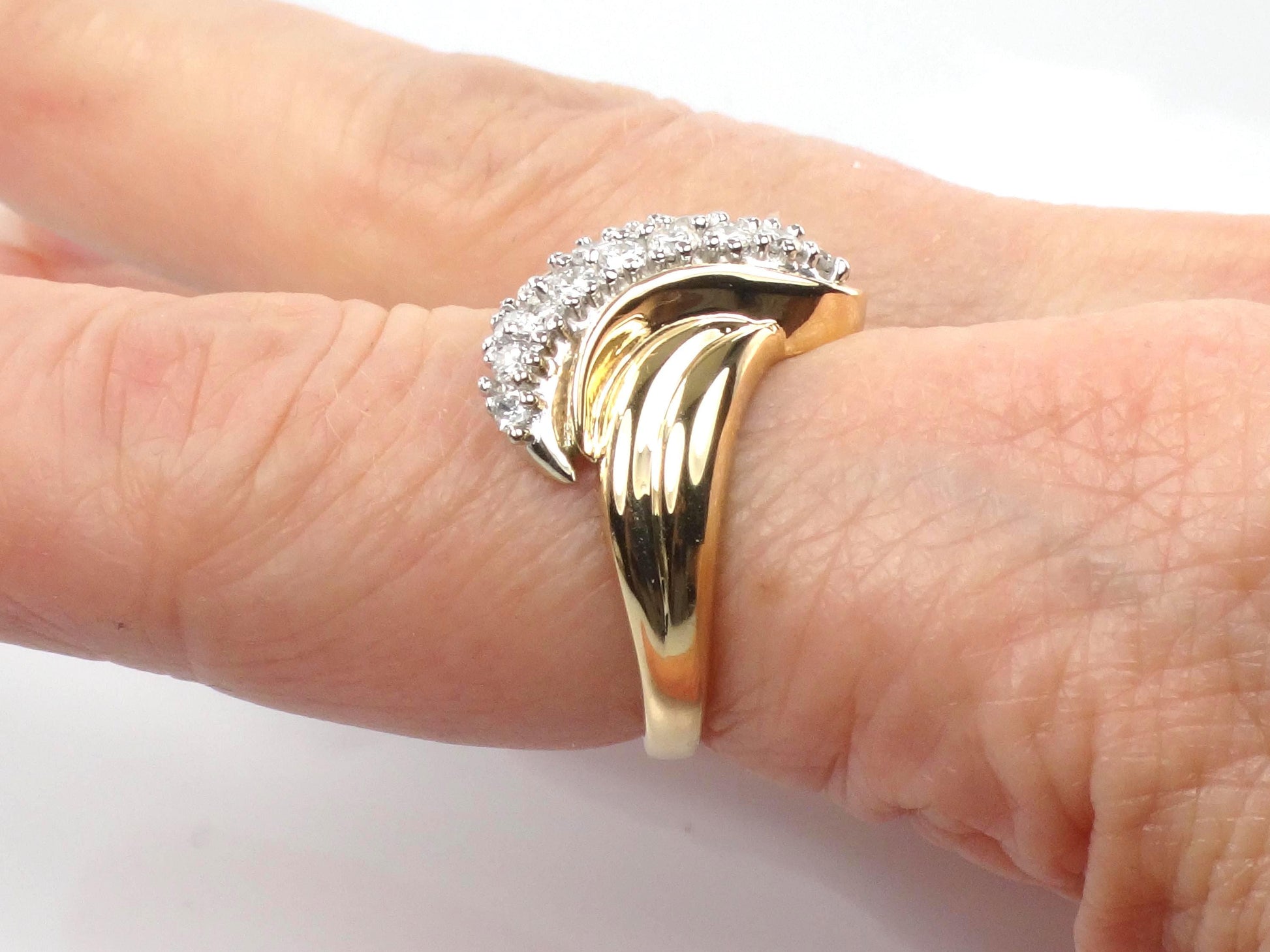 Vintage 14k Yellow Gold Diamond Pave Cluster Ring: 1980s 1.0 CT TDW-BelmarJewelers