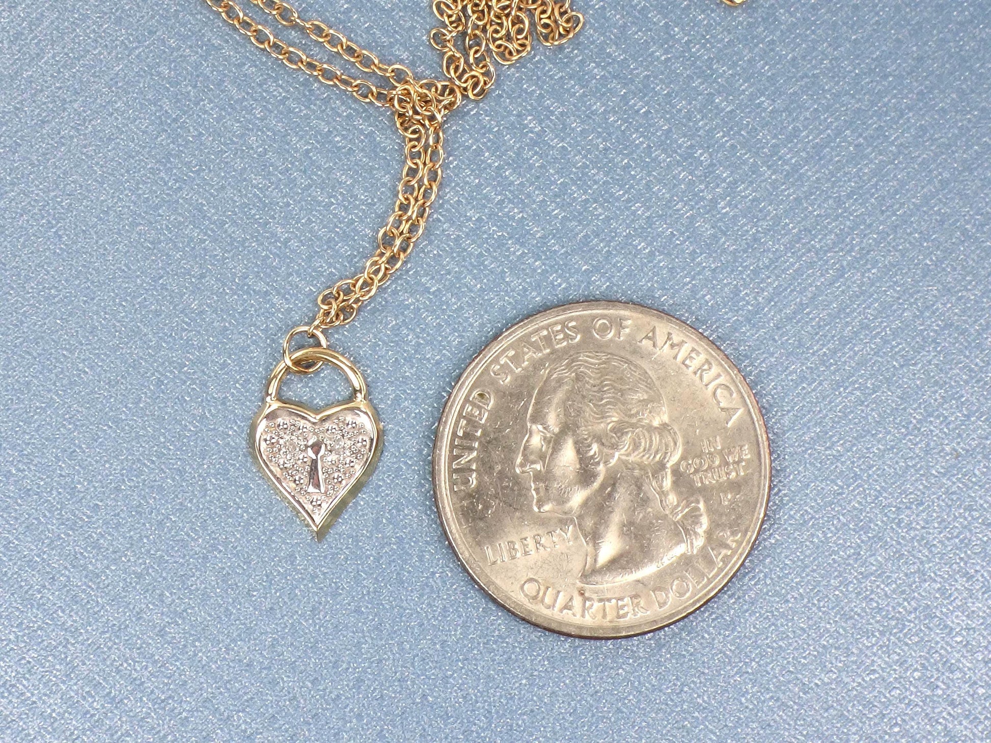 Vintage Dainty 14k Gold Diamond Heart Necklace 16"