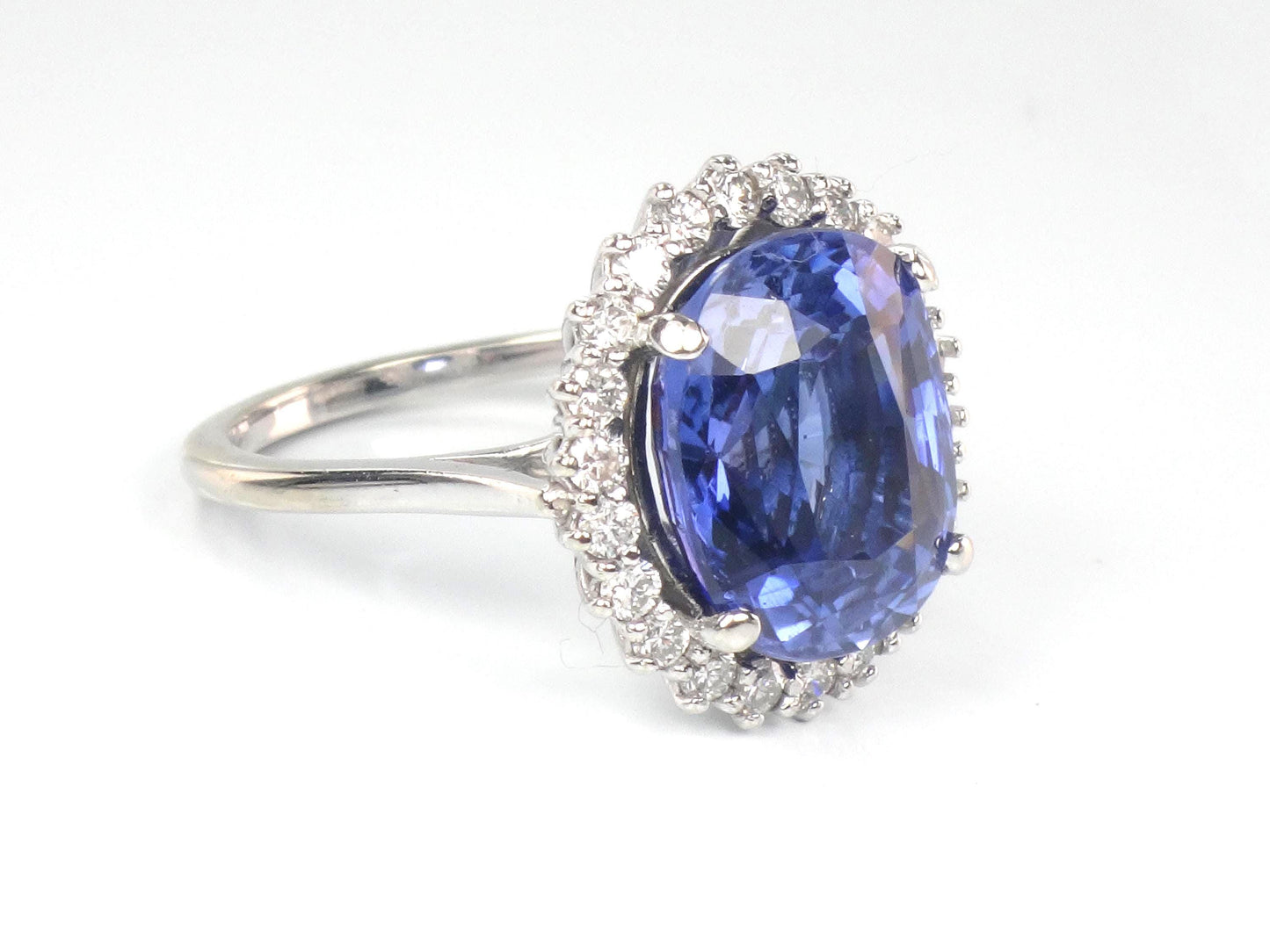 Vintage 14k Gold Oval Blue Sapphire Diamond Halo Ring, Size 7-BelmarJewelers