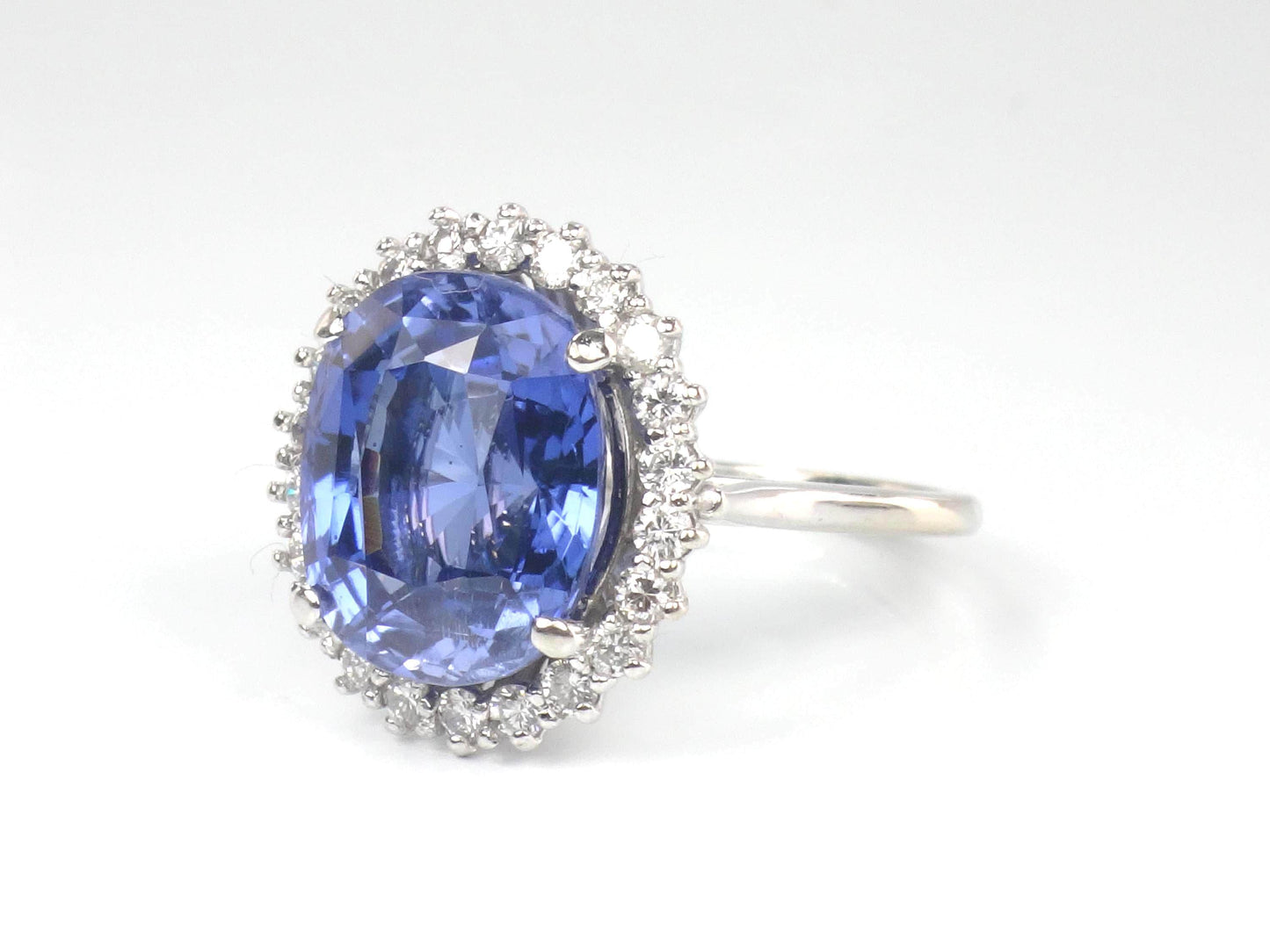 Vintage 14k Gold Oval Blue Sapphire Diamond Halo Ring, Size 7-BelmarJewelers