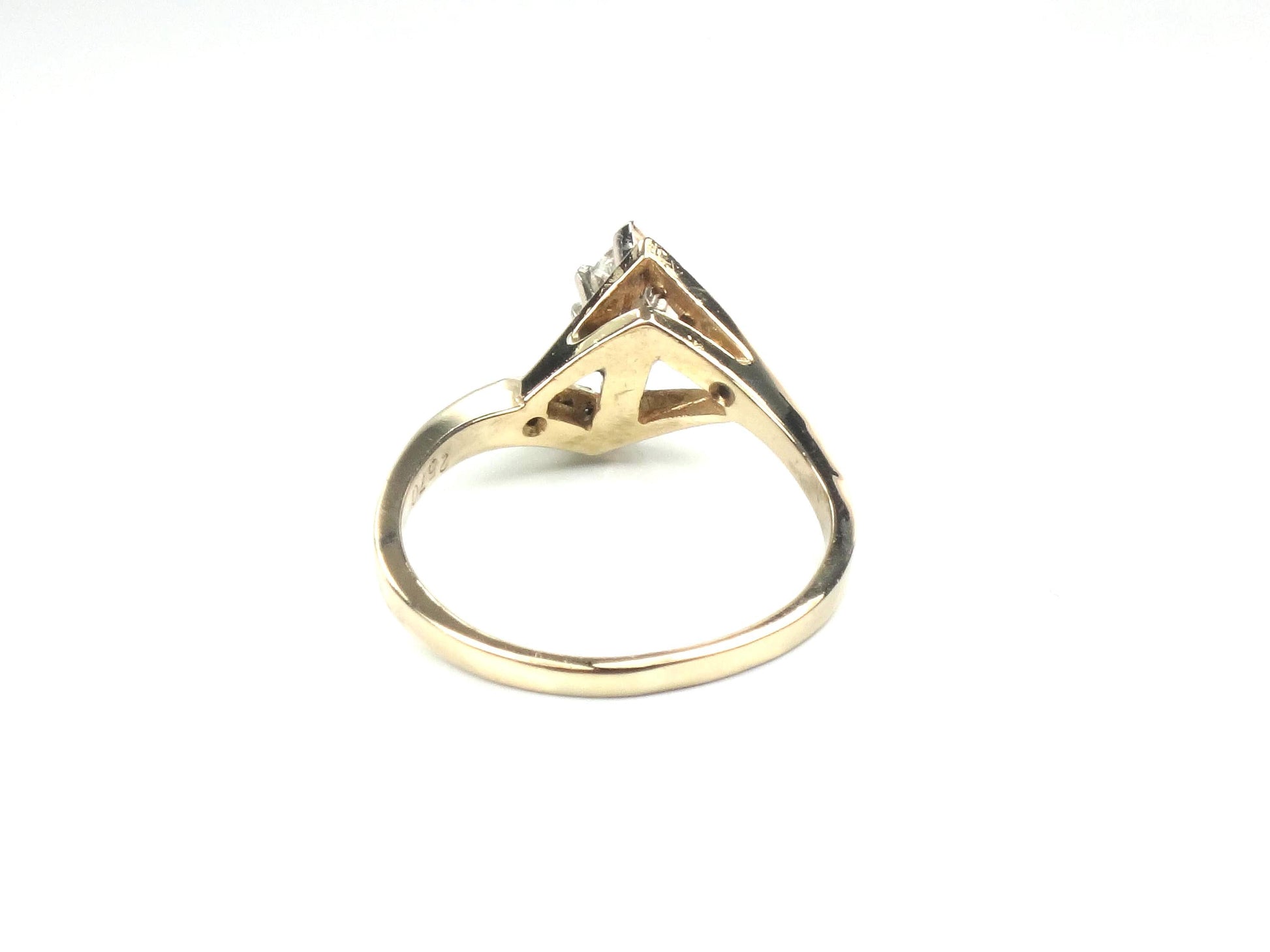 Vintage 14k Yellow Gold Marquise Diamond Engagement Ring - .40 CTS - Size 7