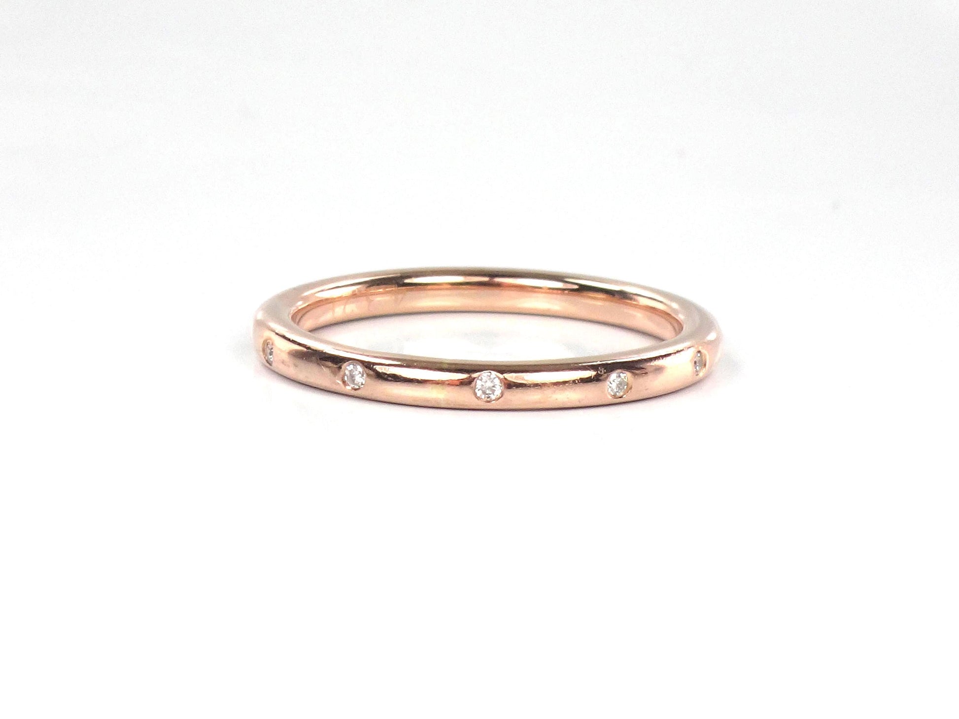 Vintage 14k Rose Gold Diamond Eternity Wedding Band, Size 7.75-BelmarJewelers