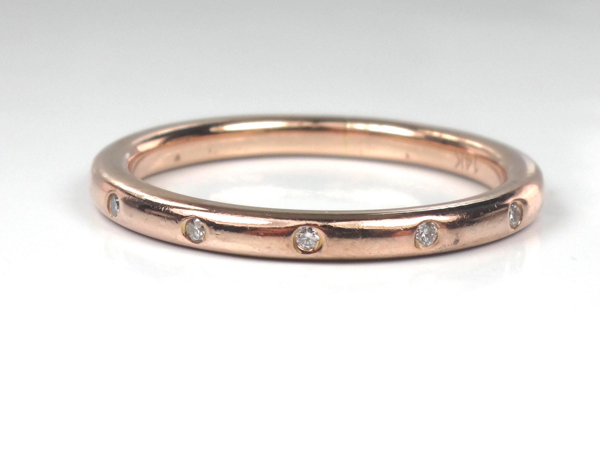 Vintage 14k Rose Gold Diamond Eternity Wedding Band, Size 7.75-BelmarJewelers