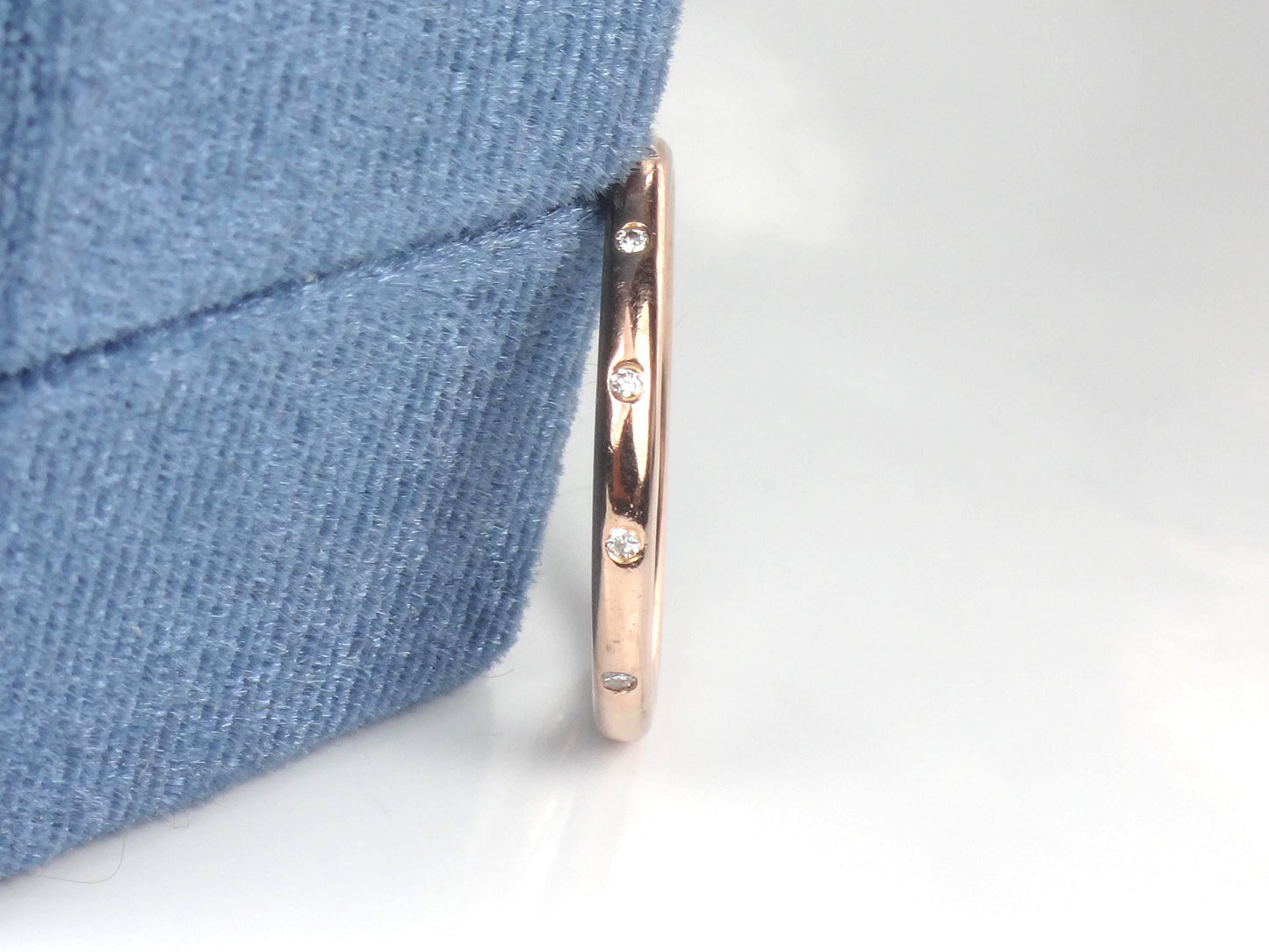 Vintage 14k Rose Gold Diamond Eternity Wedding Band, Size 7.75-BelmarJewelers