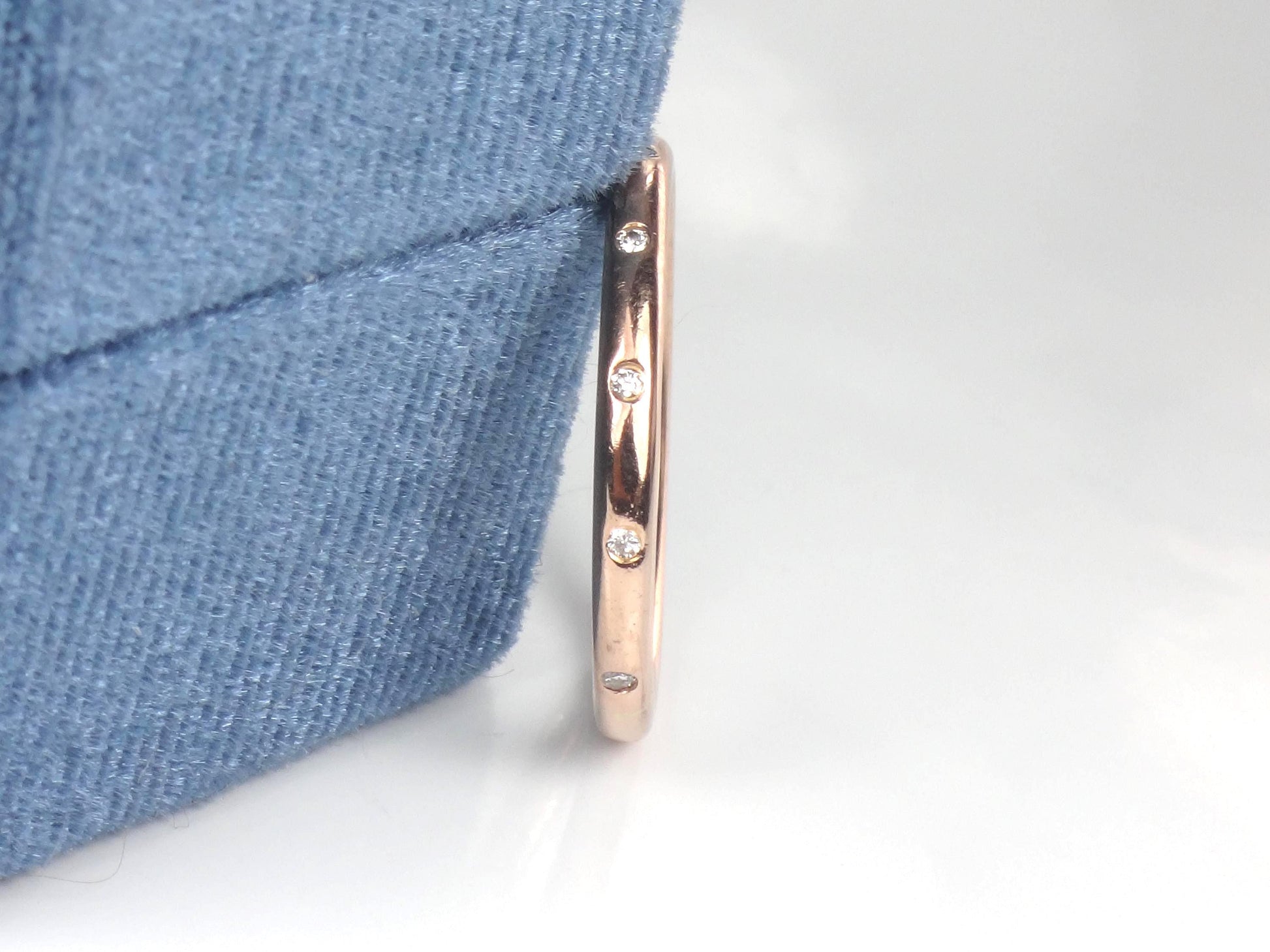 Vintage 14k Rose Gold Diamond Eternity Wedding Band, Size 7.75-BelmarJewelers