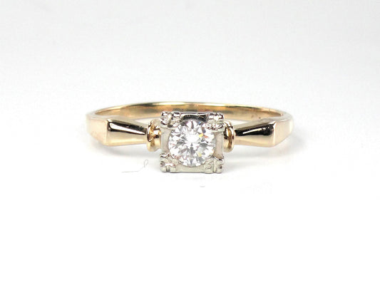 Vintage 14k Gold Diamond Solitaire Engagement Ring, .25 CT, 1950s, Size 6.25-BelmarJewelers