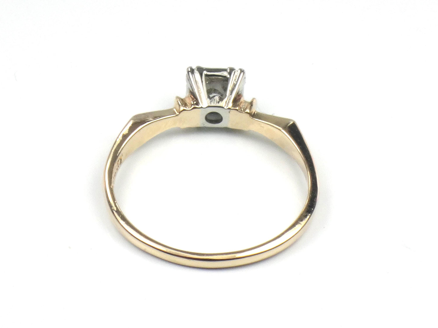 Vintage 14k Gold Diamond Solitaire Engagement Ring, .25 CT, 1950s, Size 6.25-BelmarJewelers